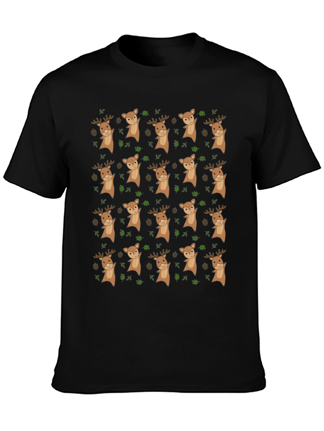Black Novelty Deer Pattern T-Shirt view 3