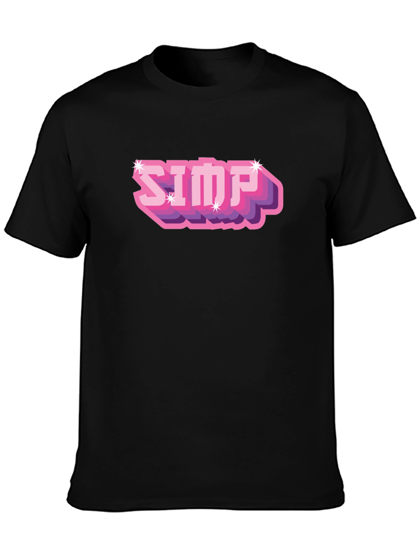 Black Simp Graphic T-Shirt - Black Cotton Blend view 3
