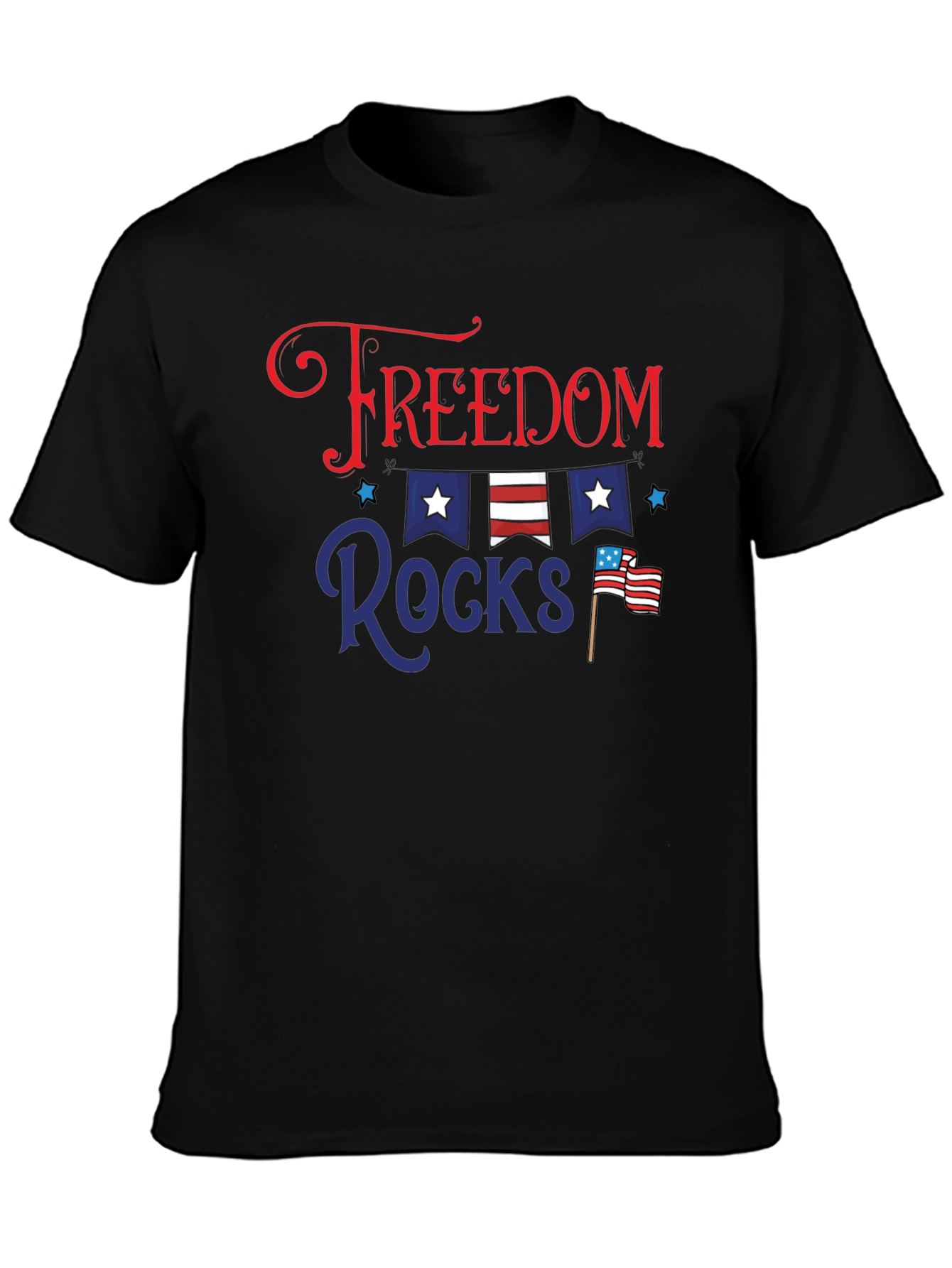 Black Freedom Rocks Patriotic T-Shirt view 3
