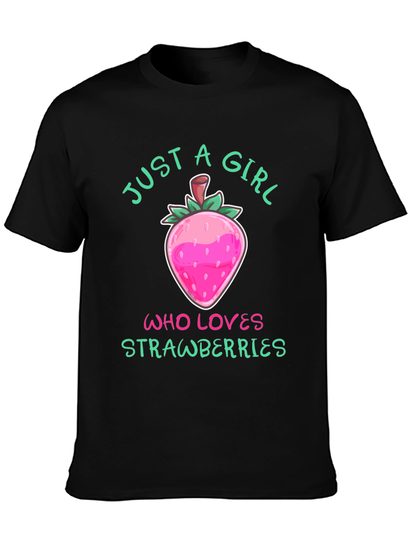 Black Strawberry Lover T-Shirt - Just A Girl Who Loves Strawberries view 3