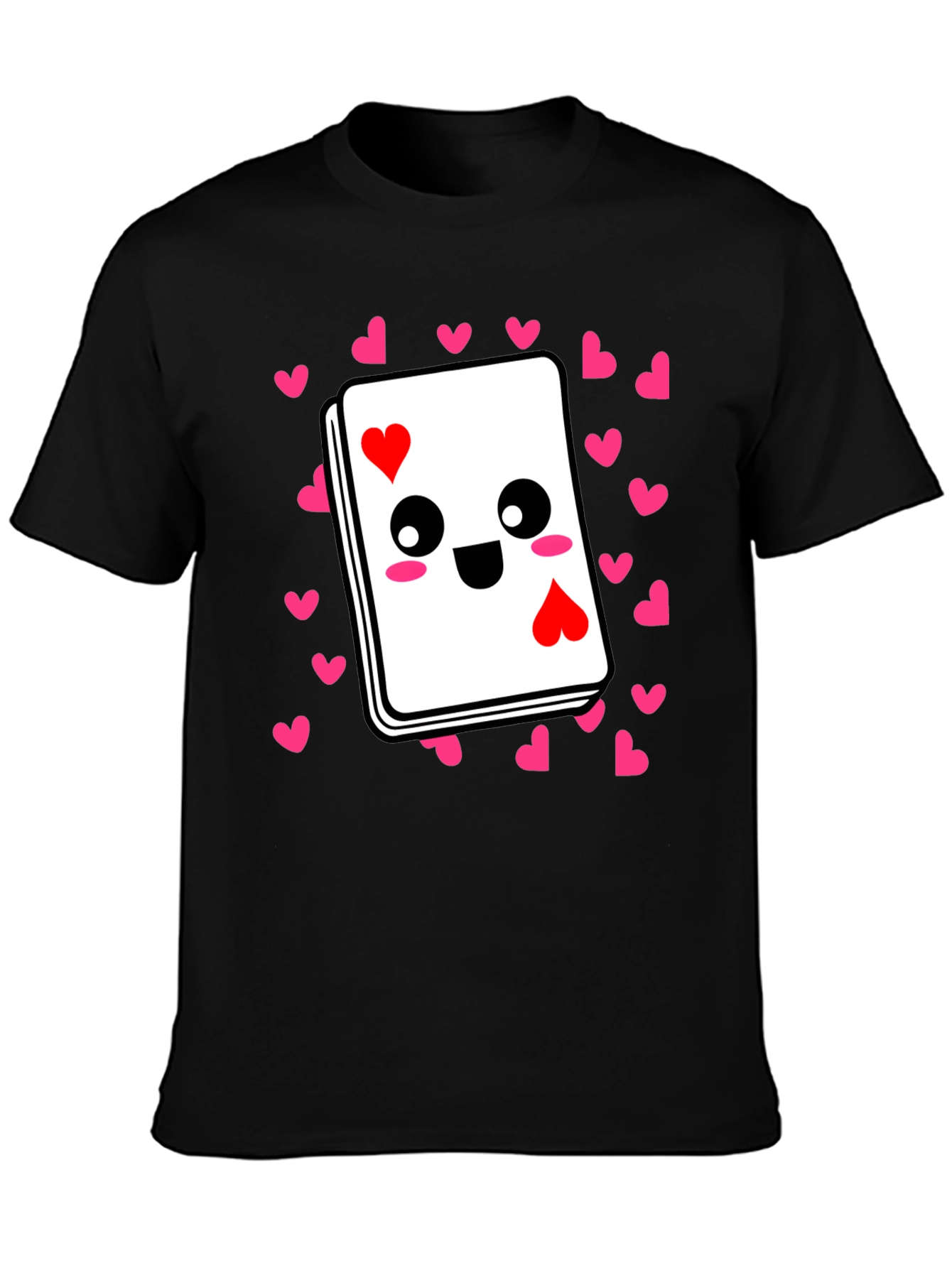 Black Ace of Hearts Kawaii T-Shirt - Playful Valentine's Day Tee view 3
