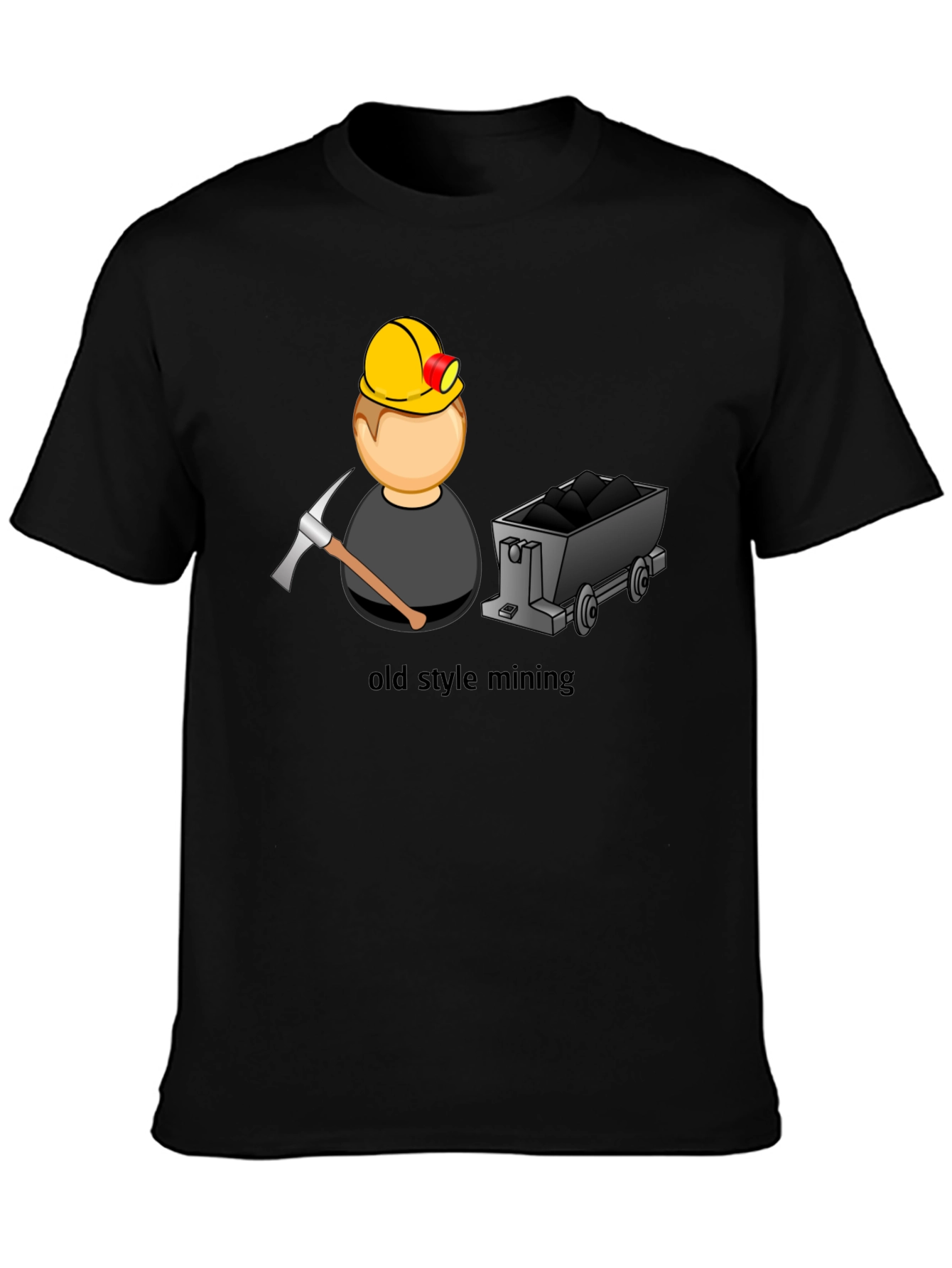 Black Old Style Mining T-Shirt - Classic Design view 3