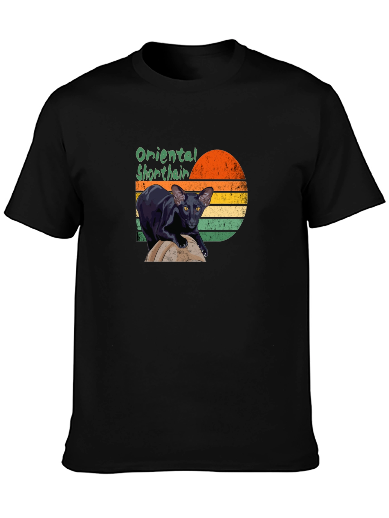Black Oriental Shorthair Cat T-Shirt view 3