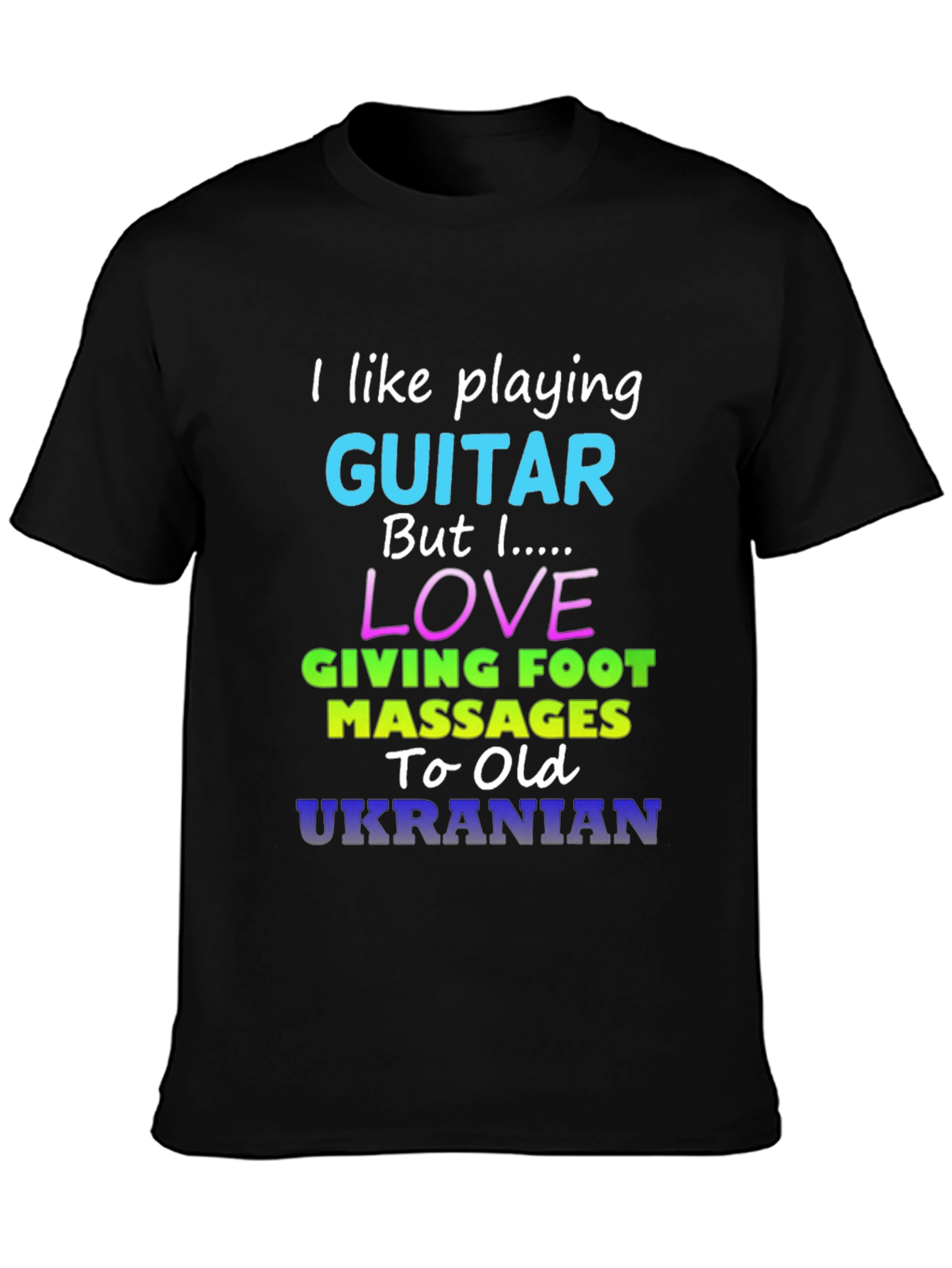 Black Funny "I Like Playing Guitar" Graphic T-Shirt view 3
