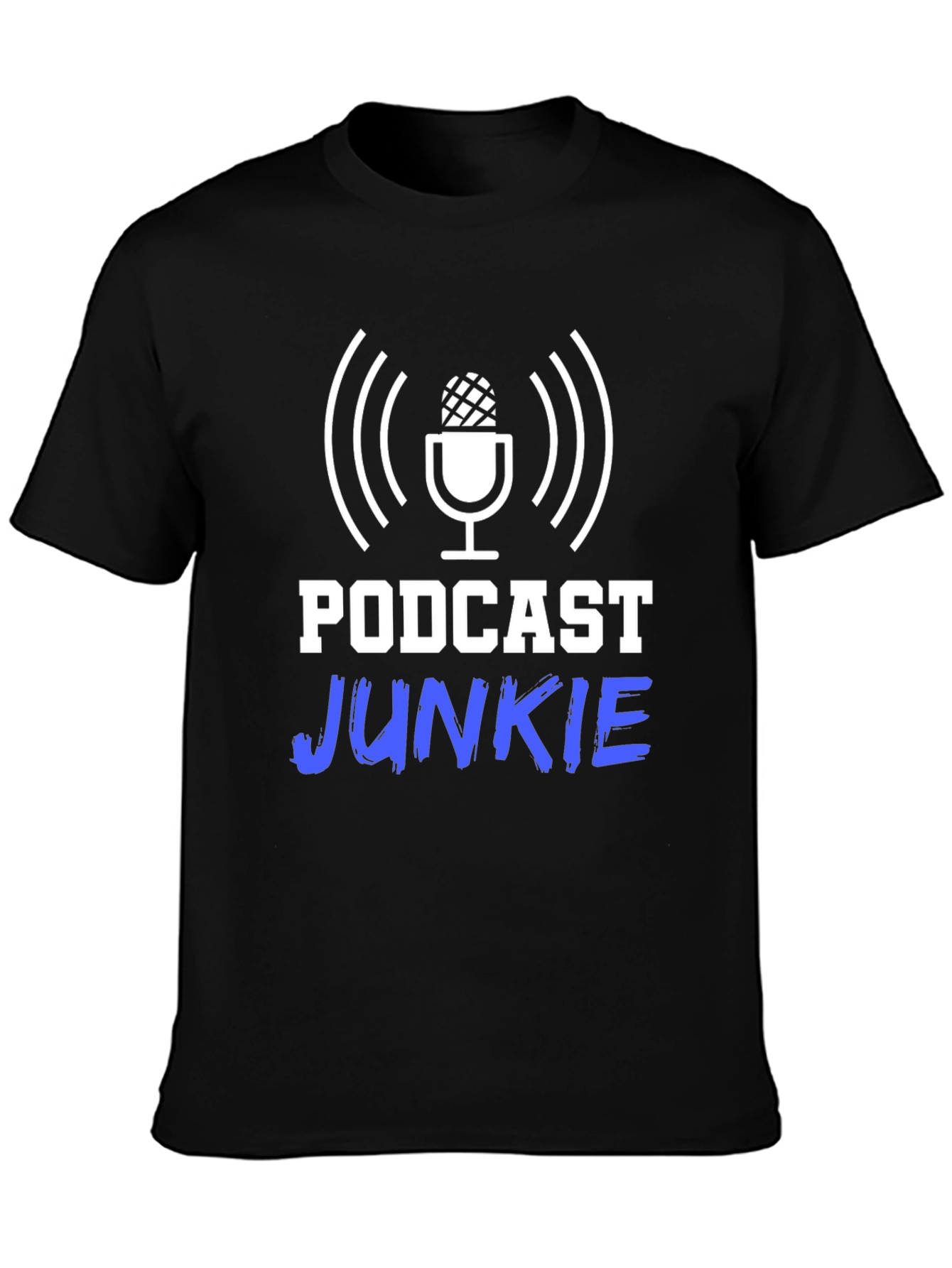 Black Podcast Junkie Black T-Shirt - Audio Lover view 3