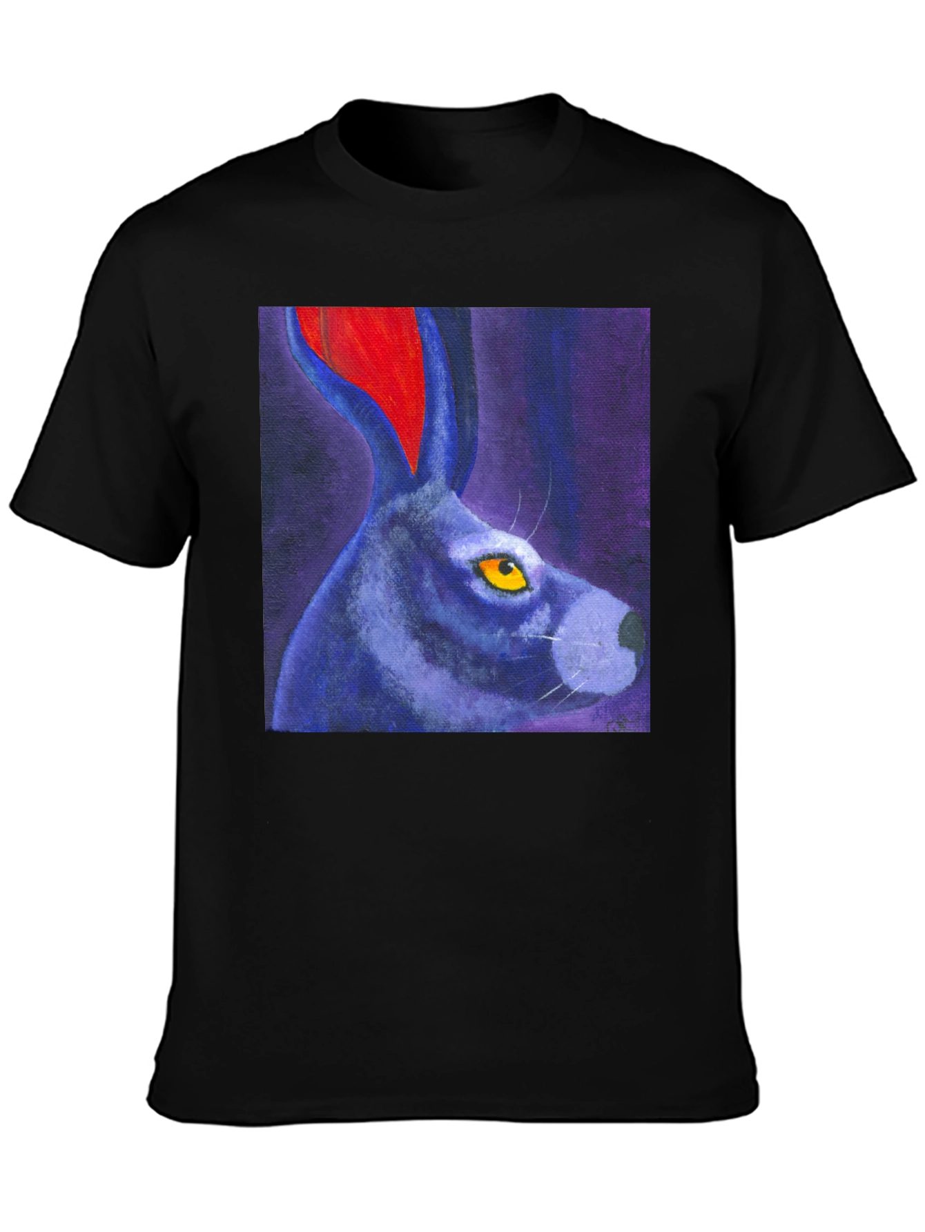 Black Rabbit Art Print Tee - Unique Graphic T-Shirt view 3
