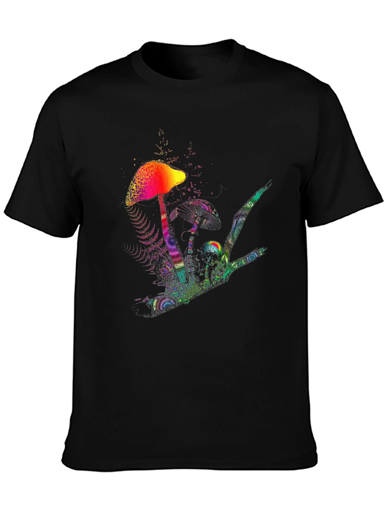 Black Psychedelic Mushroom Graphic T-Shirt view 3