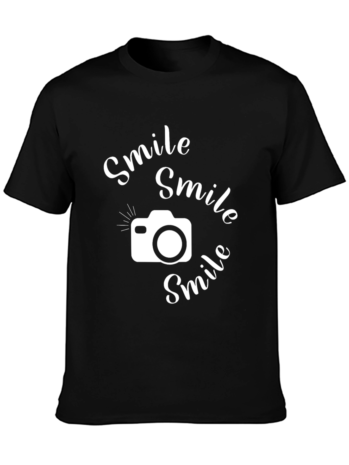 Black Smile Camera Graphic T-Shirt - Casual Black Tee view 3