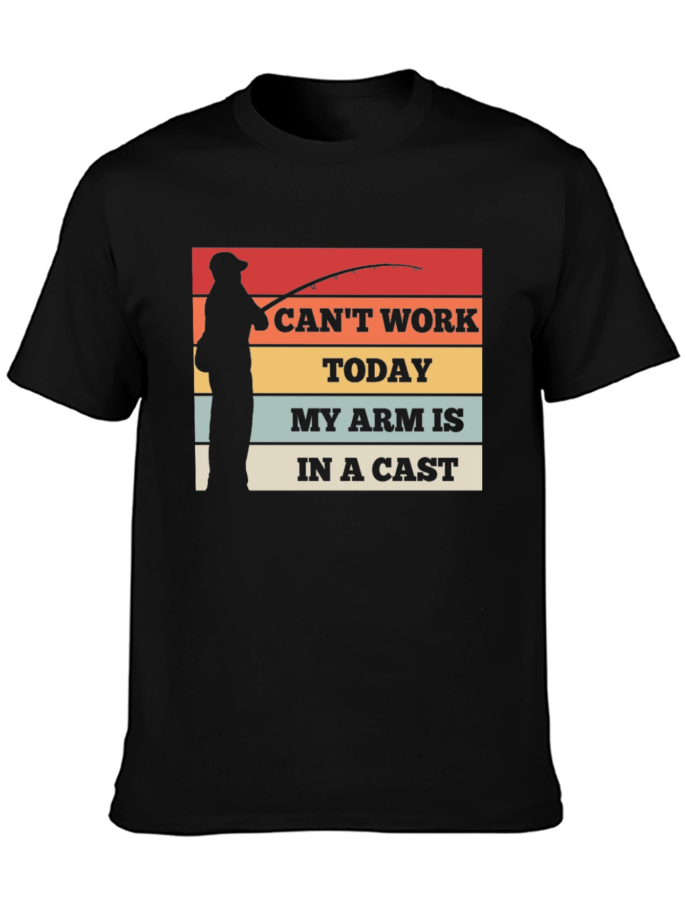Black Funny Fishing T-Shirt: "I Can't Work Today" view 3