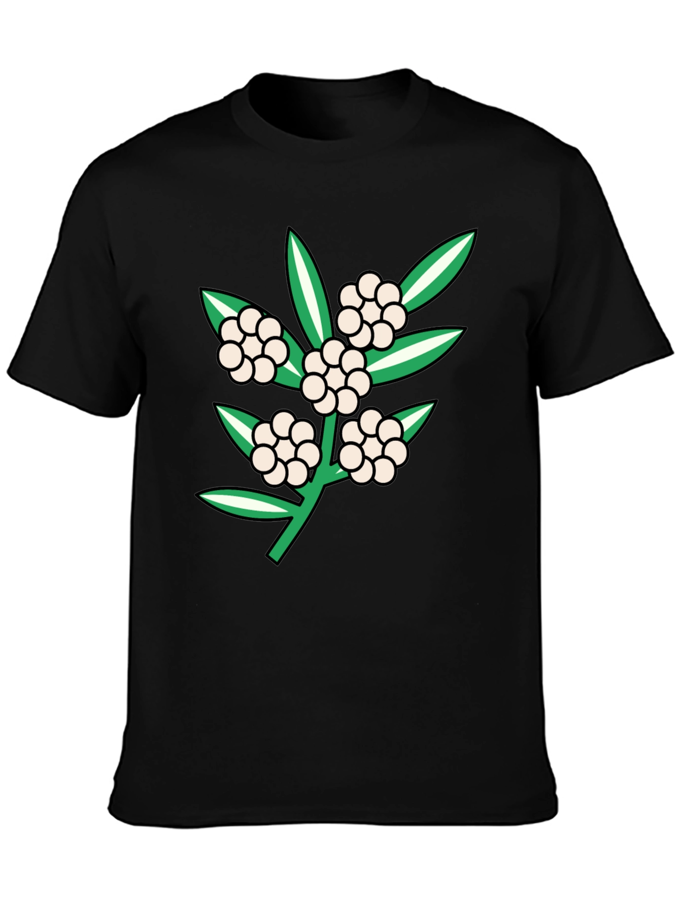 Black Floral Design Tee - Black Cotton Blend view 3