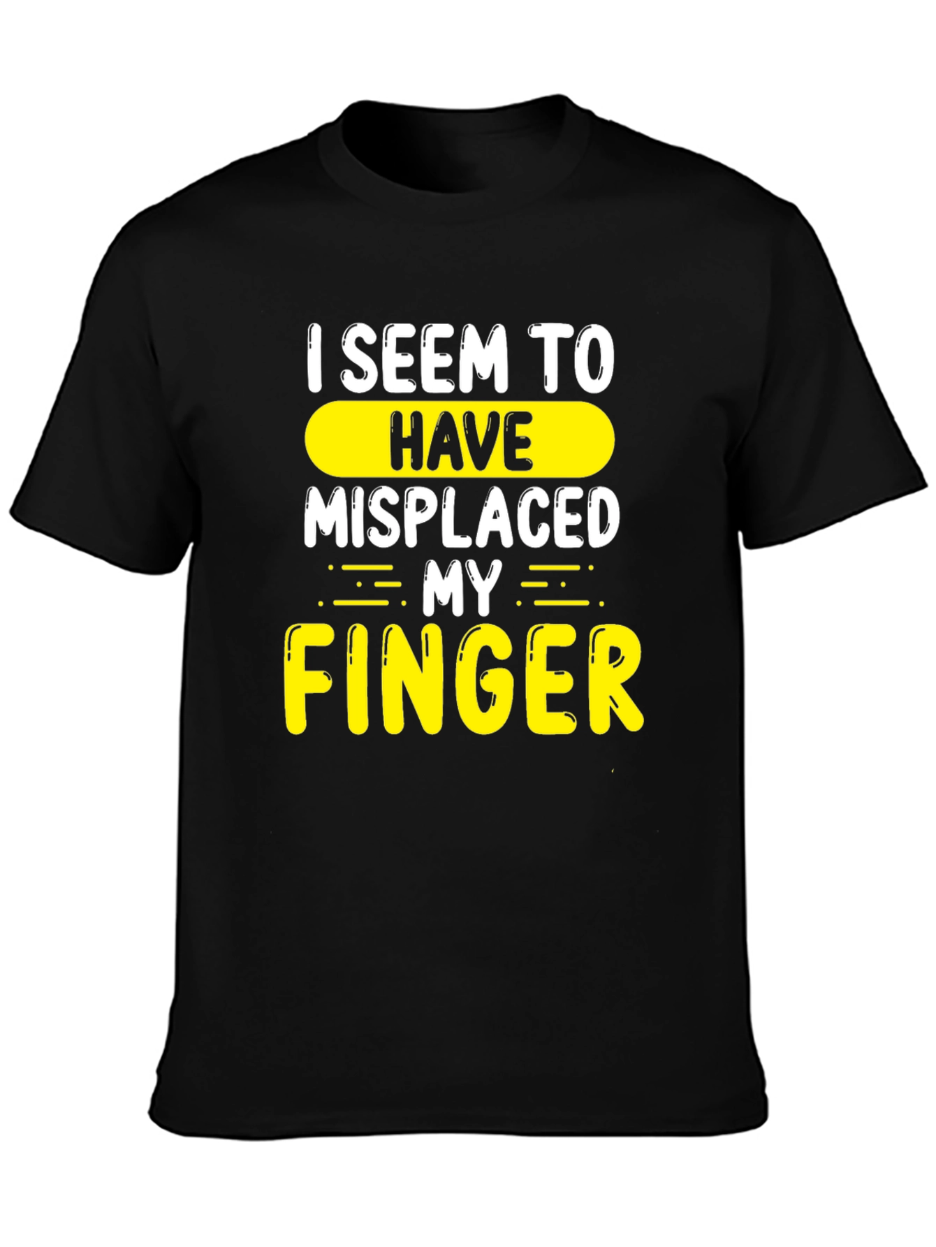 Black Misplaced Finger Graphic Novelty T-Shirt view 3