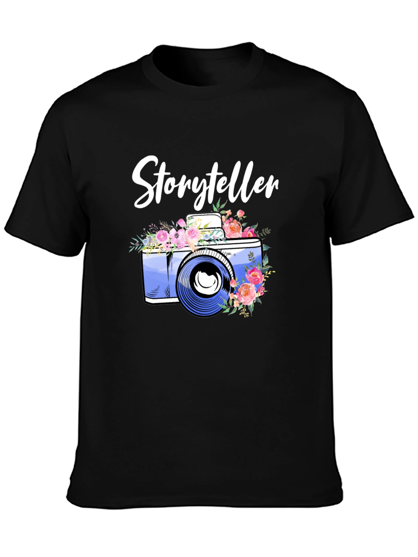 Black Storyteller Camera Floral T-Shirt view 3