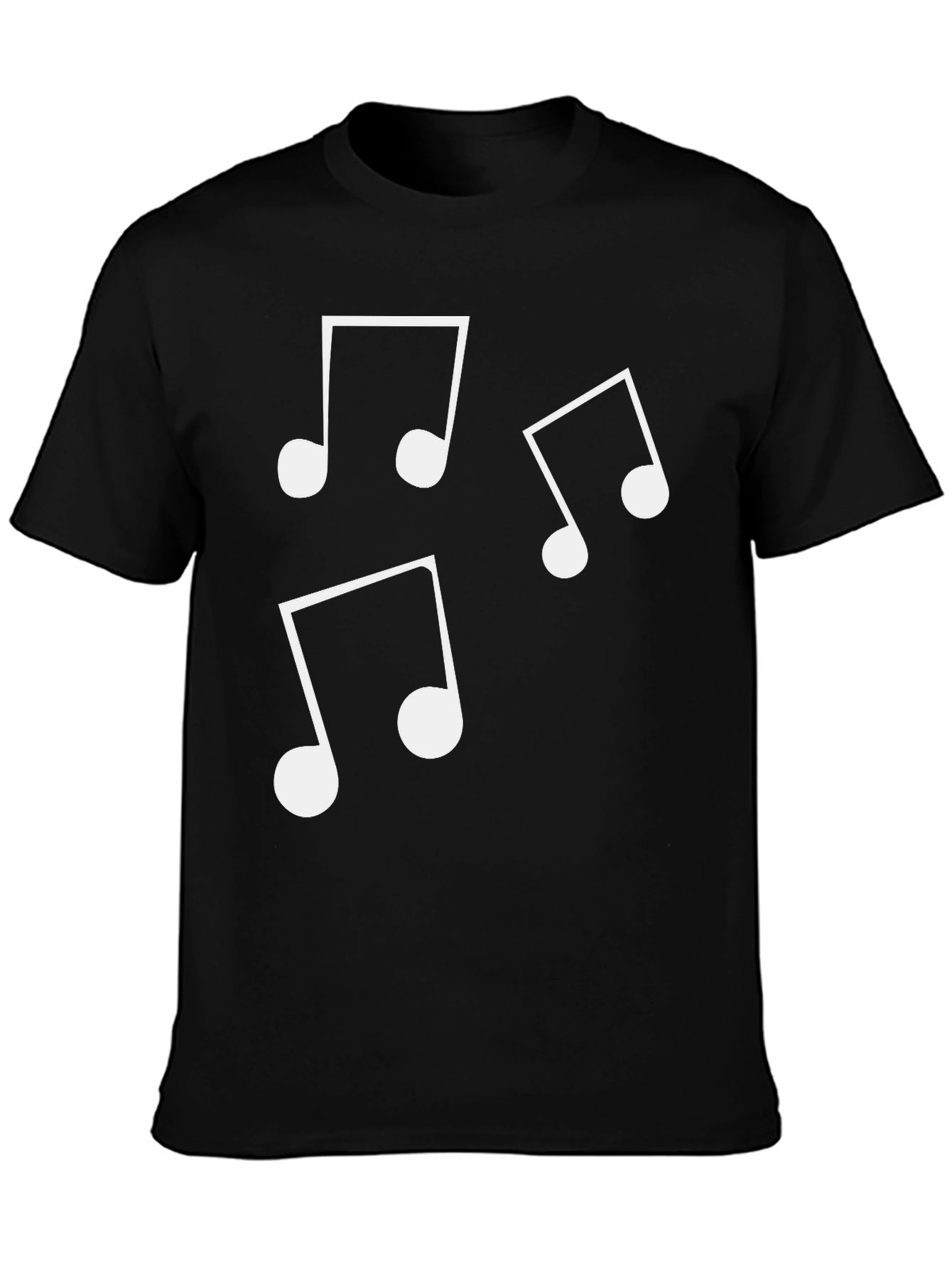 Black Musical Notes Graphic T-Shirt - Casual Wear view 3