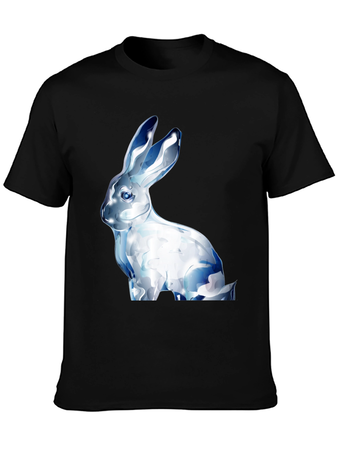 Black Crystal Rabbit Graphic Black T-Shirt view 3