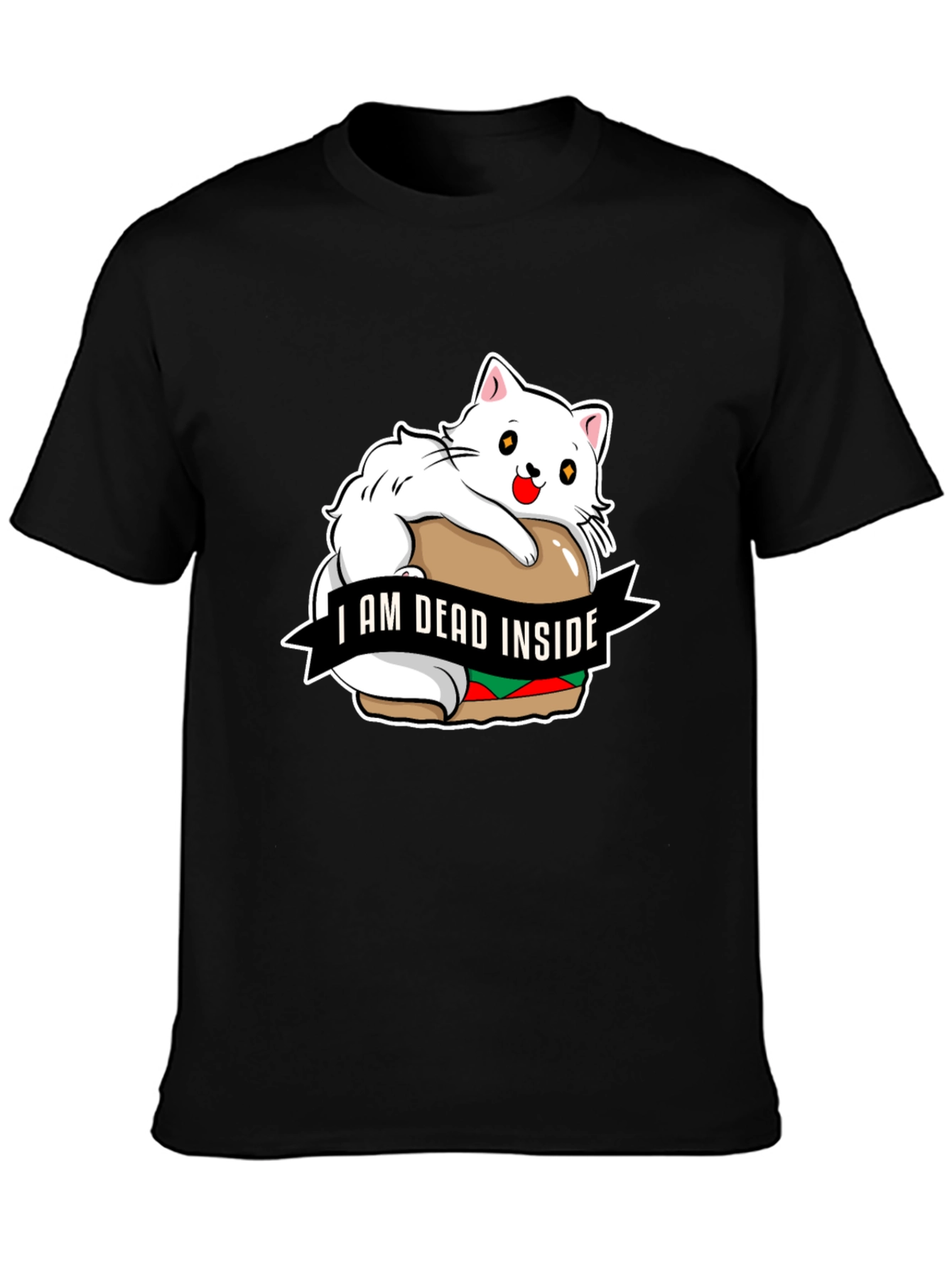 Black I Am Dead Inside Cat T-Shirt view 3