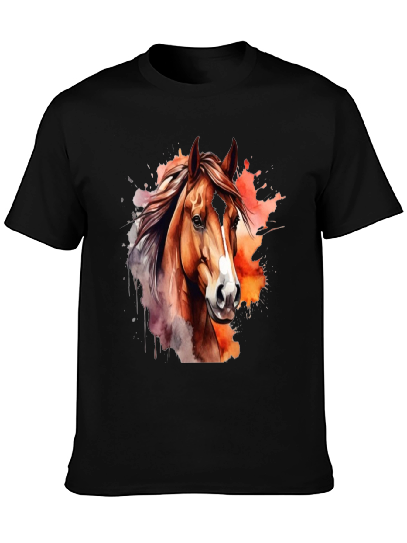 Black Horse Watercolor Graphic T-Shirt - Stylish Men's Tee view 3