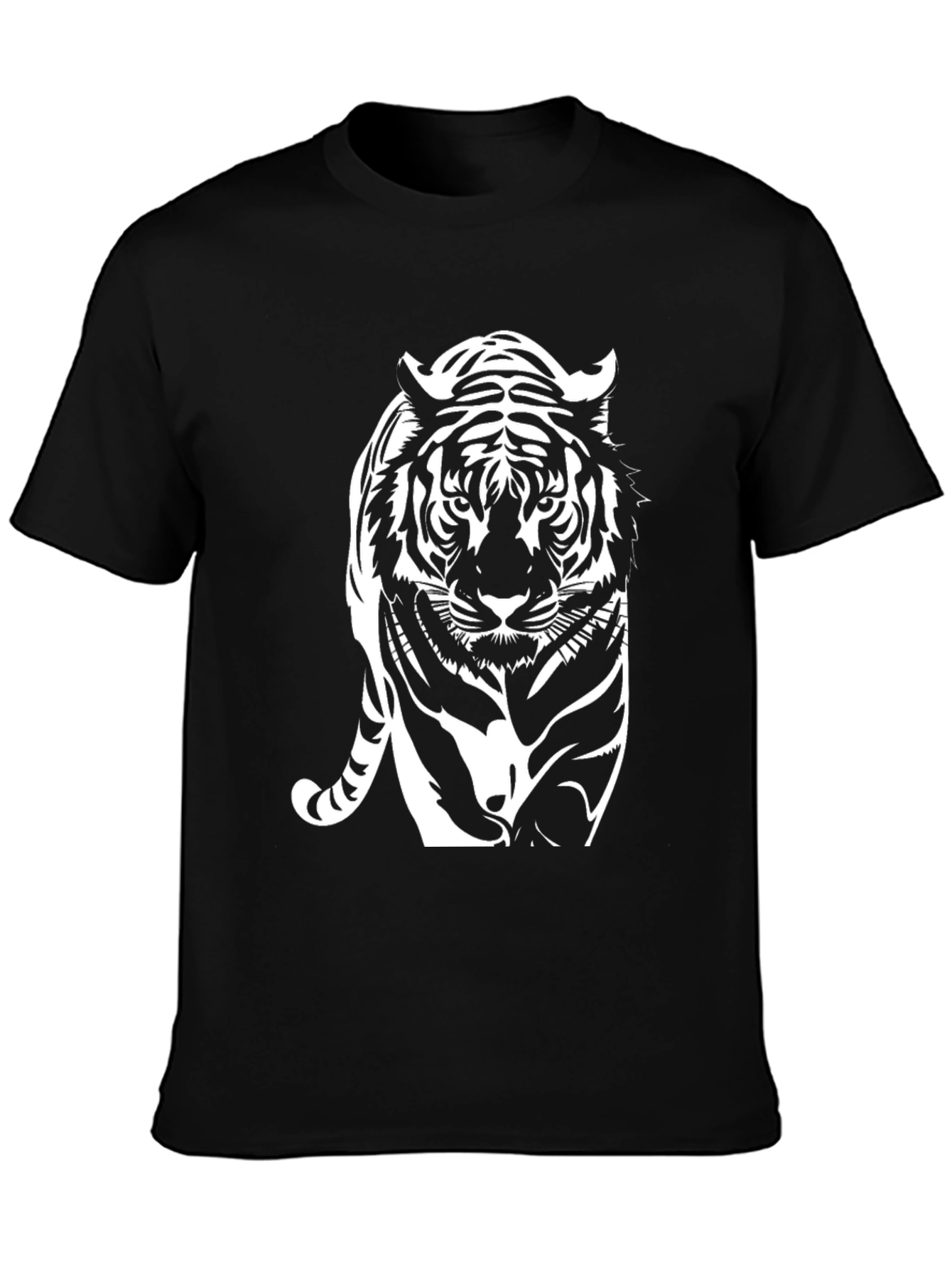 Black Black Tiger Graphic Tee - Mens Crew Neck T-Shirt view 3