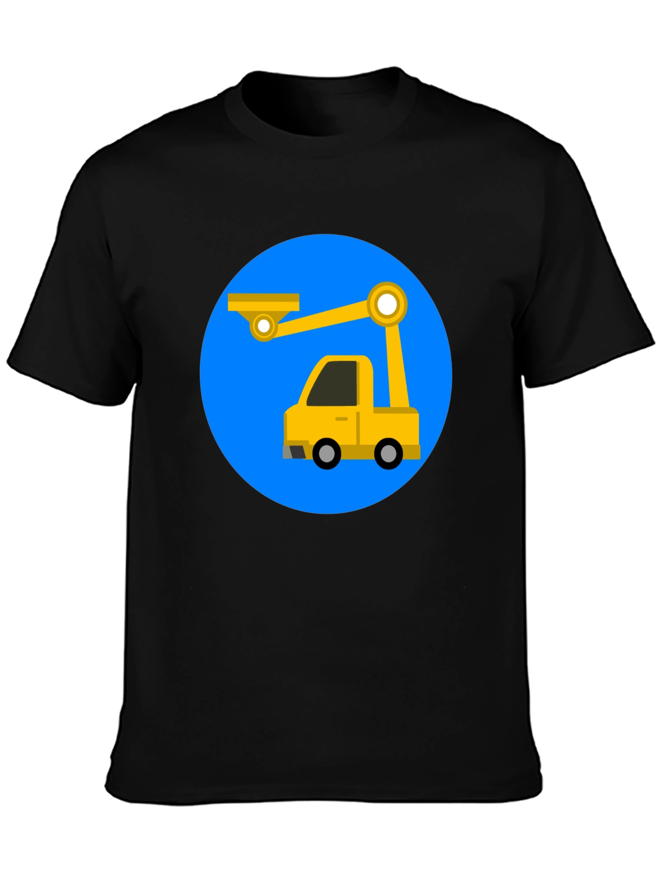 Black Cartoon Crane Truck T-Shirt - Black view 3