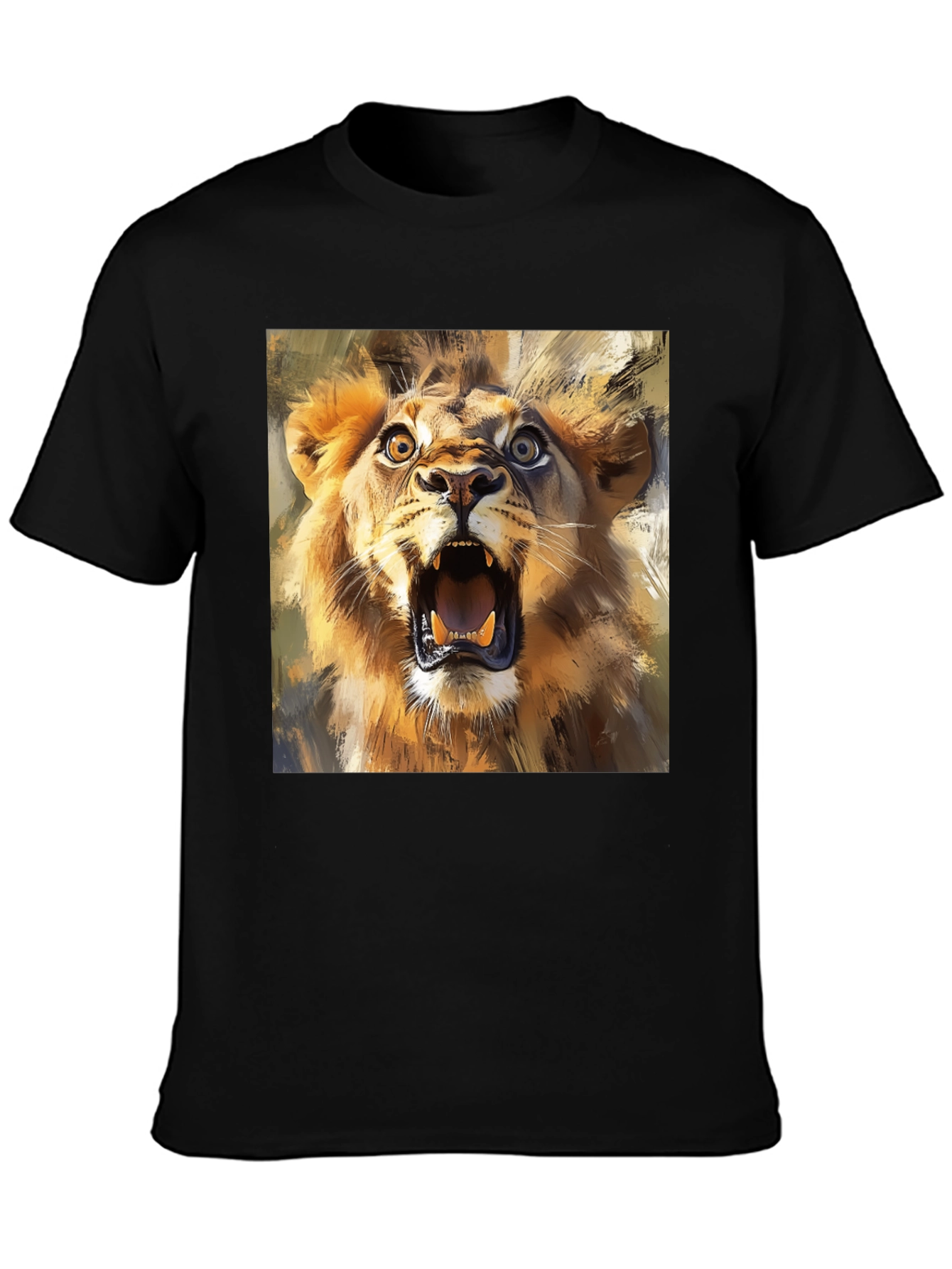 Black Roaring Lion Graphic Tee - Animal Print T-Shirt view 3