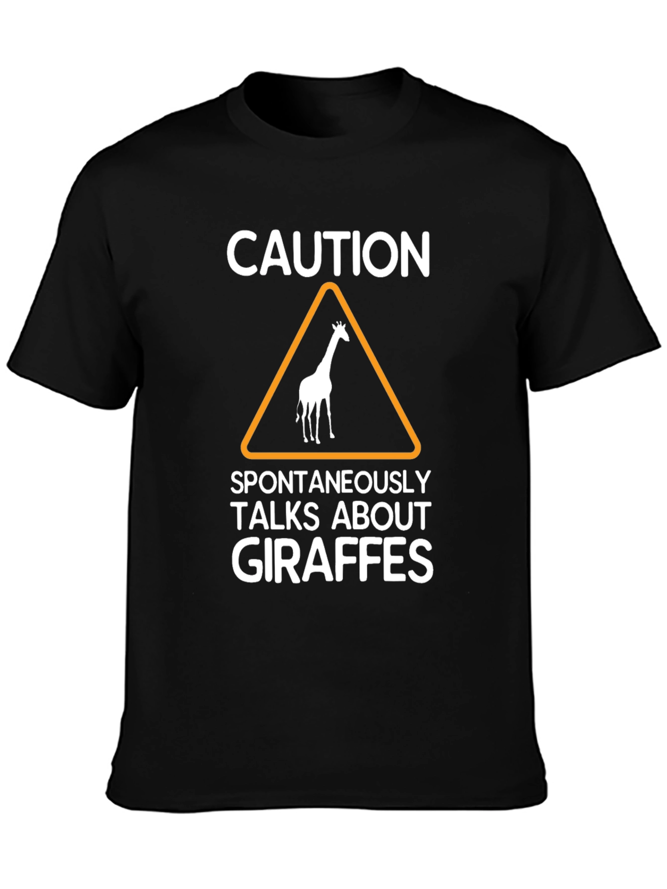 Black Caution: Giraffe Talks T-Shirt view 3