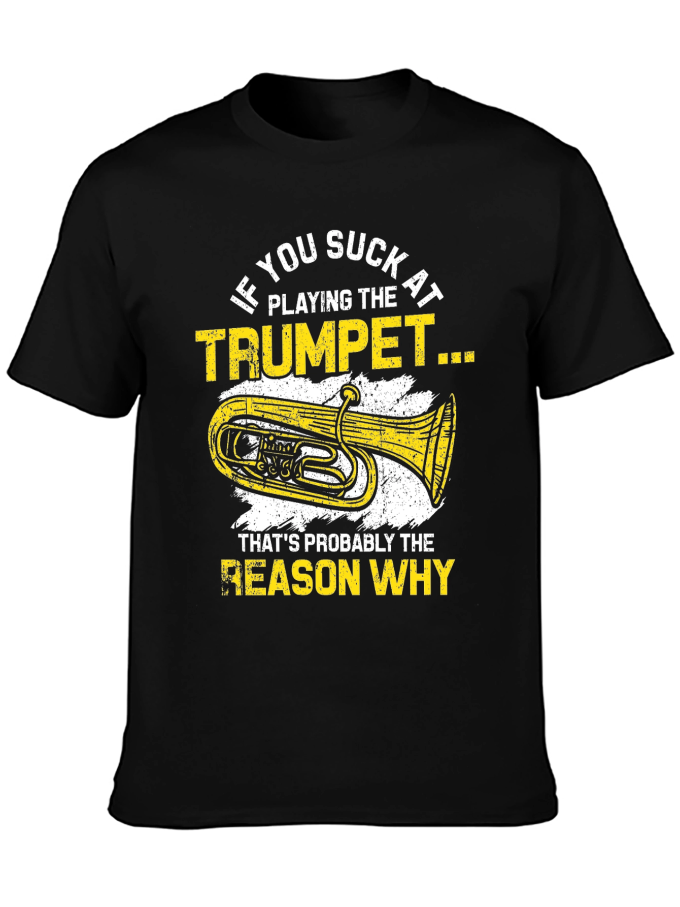 Black Funny Trumpet Player Graphic T-Shirt view 3