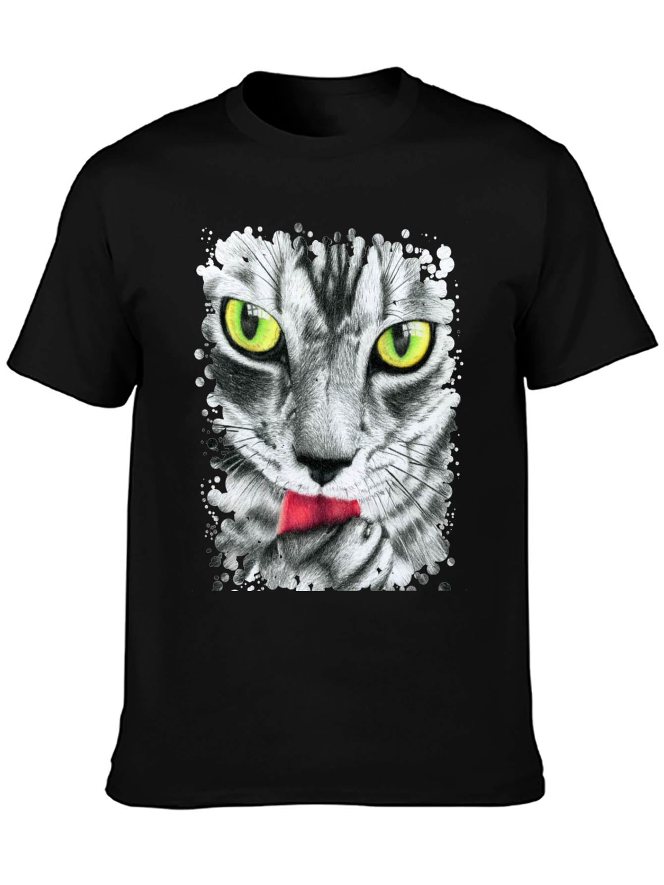 Black Cool Cat Tongue T-Shirt view 3