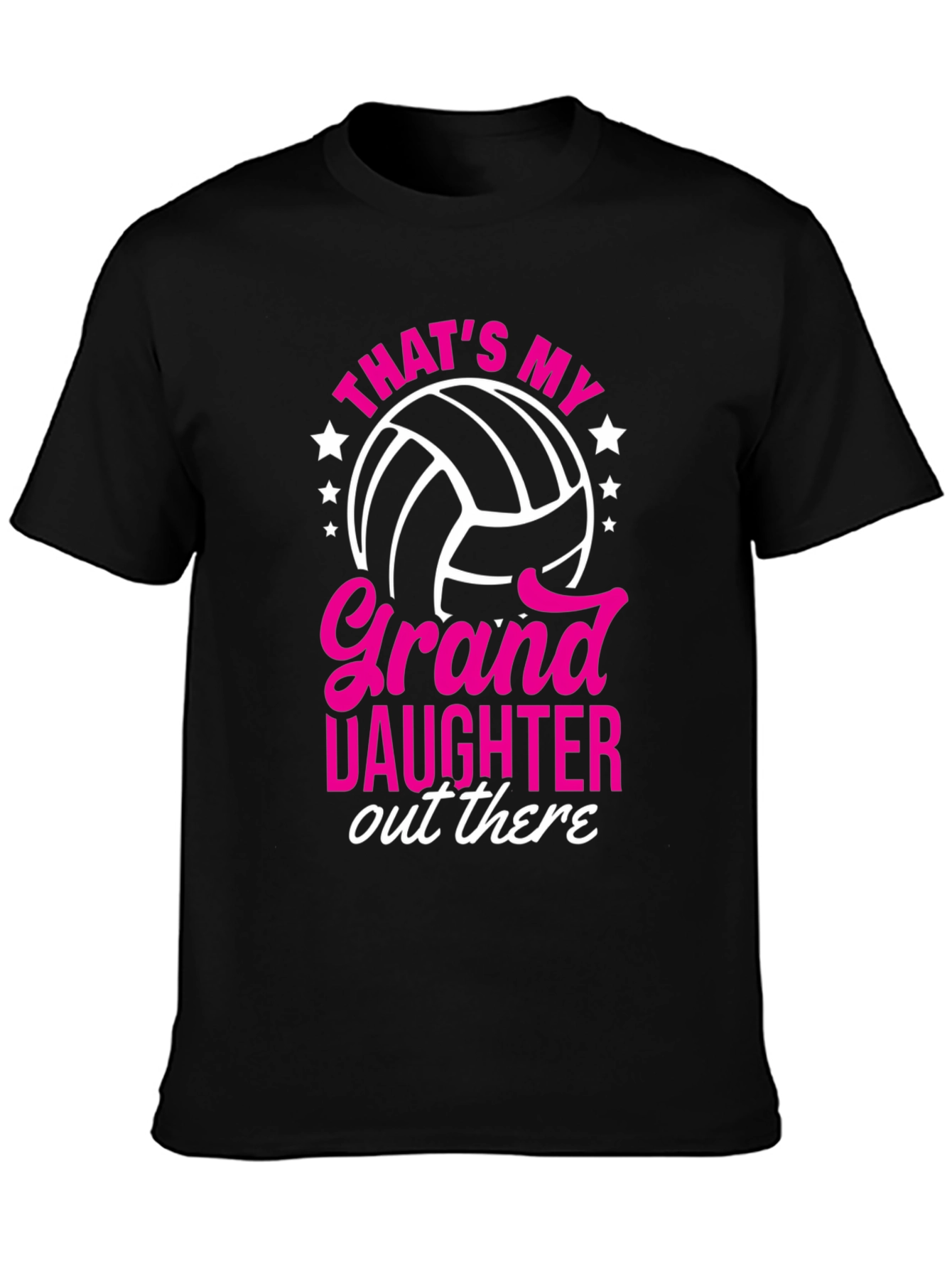 Black Granddaughter Volleyball Fan T-Shirt view 3