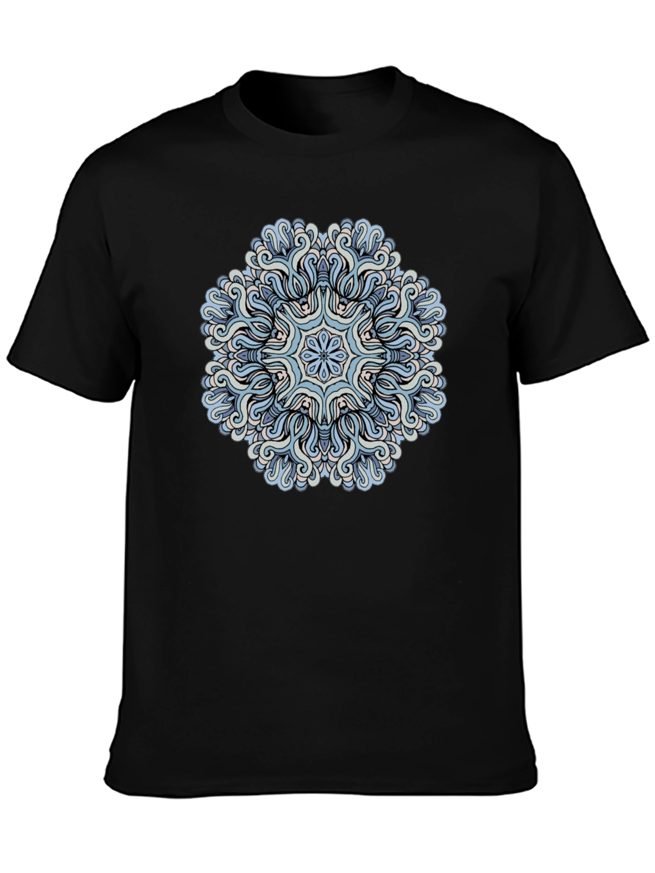 Black Blue Mandala Graphic Tee - Men's Black T-Shirt view 3