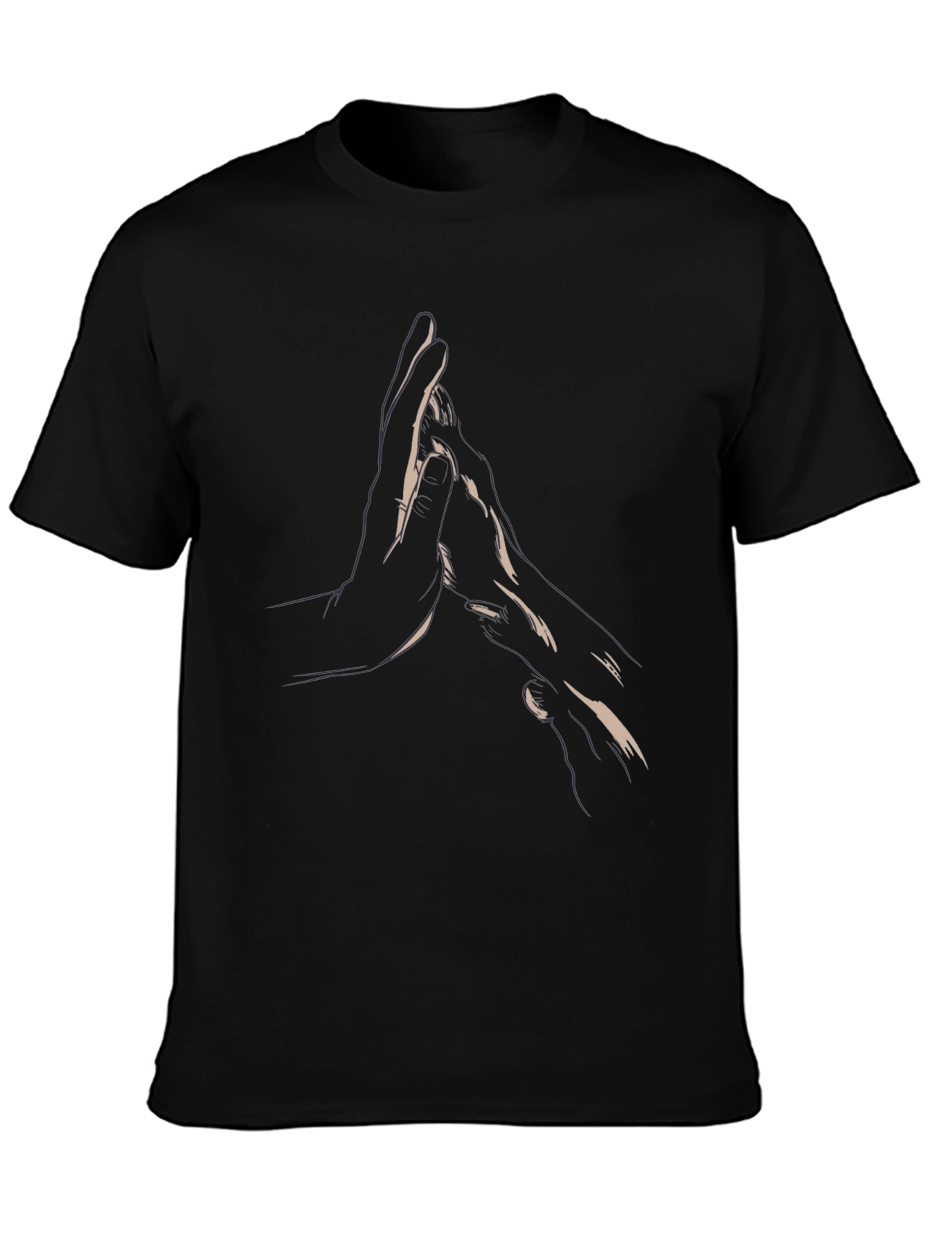 Black Minimalist Hands Graphic Black Tee view 3