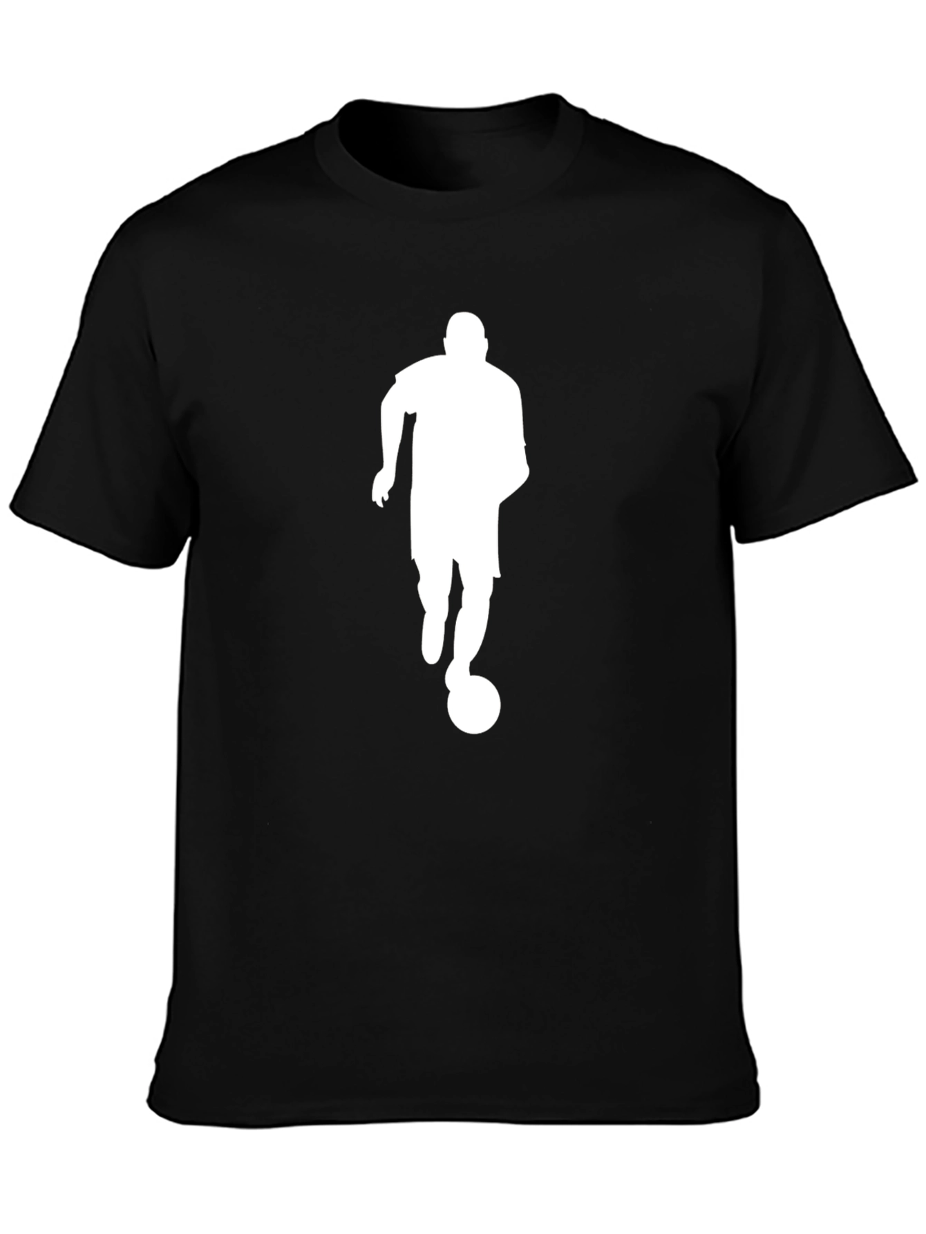 Black Soccer Player Silhouette Black T-Shirt view 3