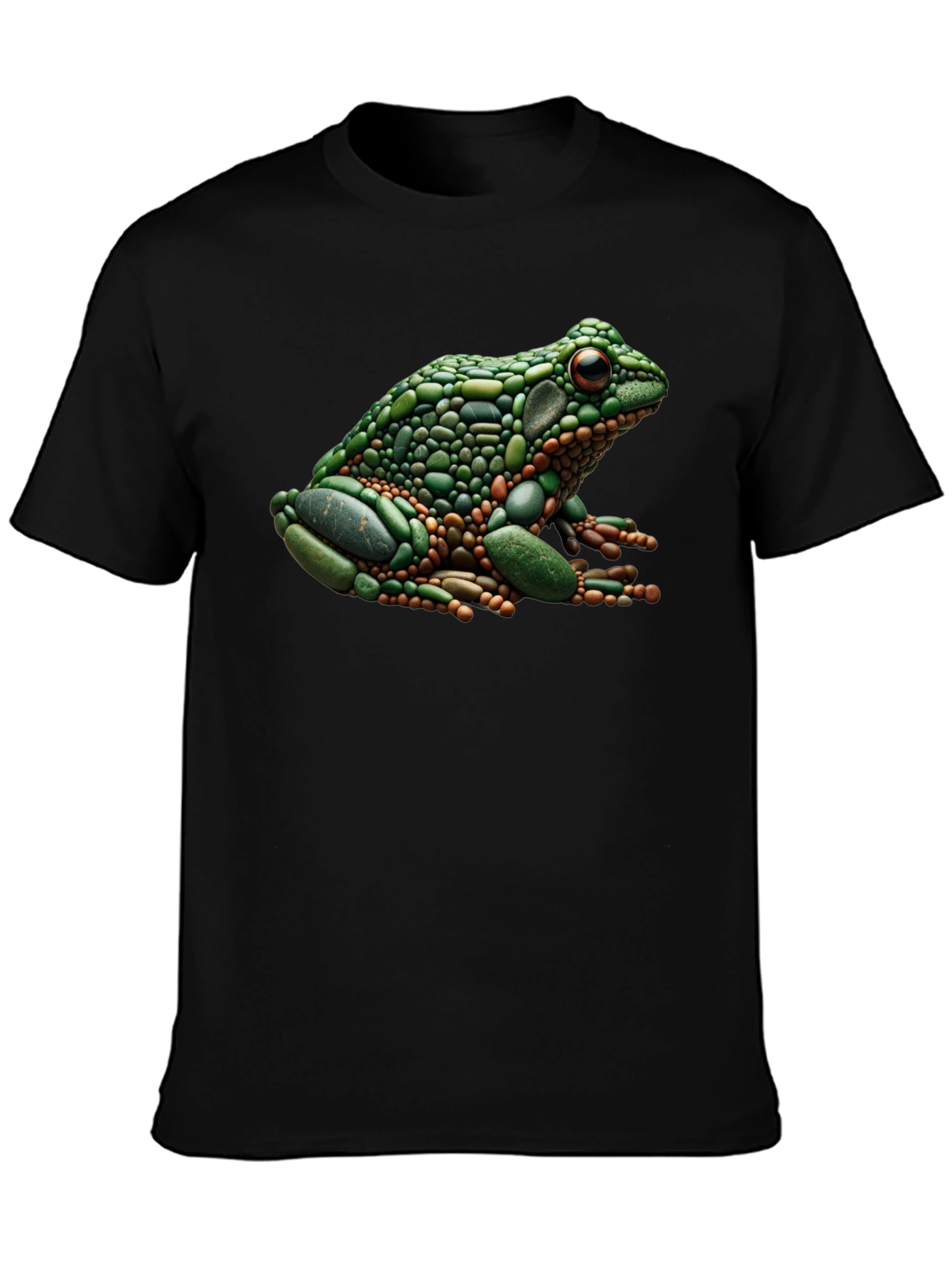 Black Frog Pebble Art Black T-Shirt view 3