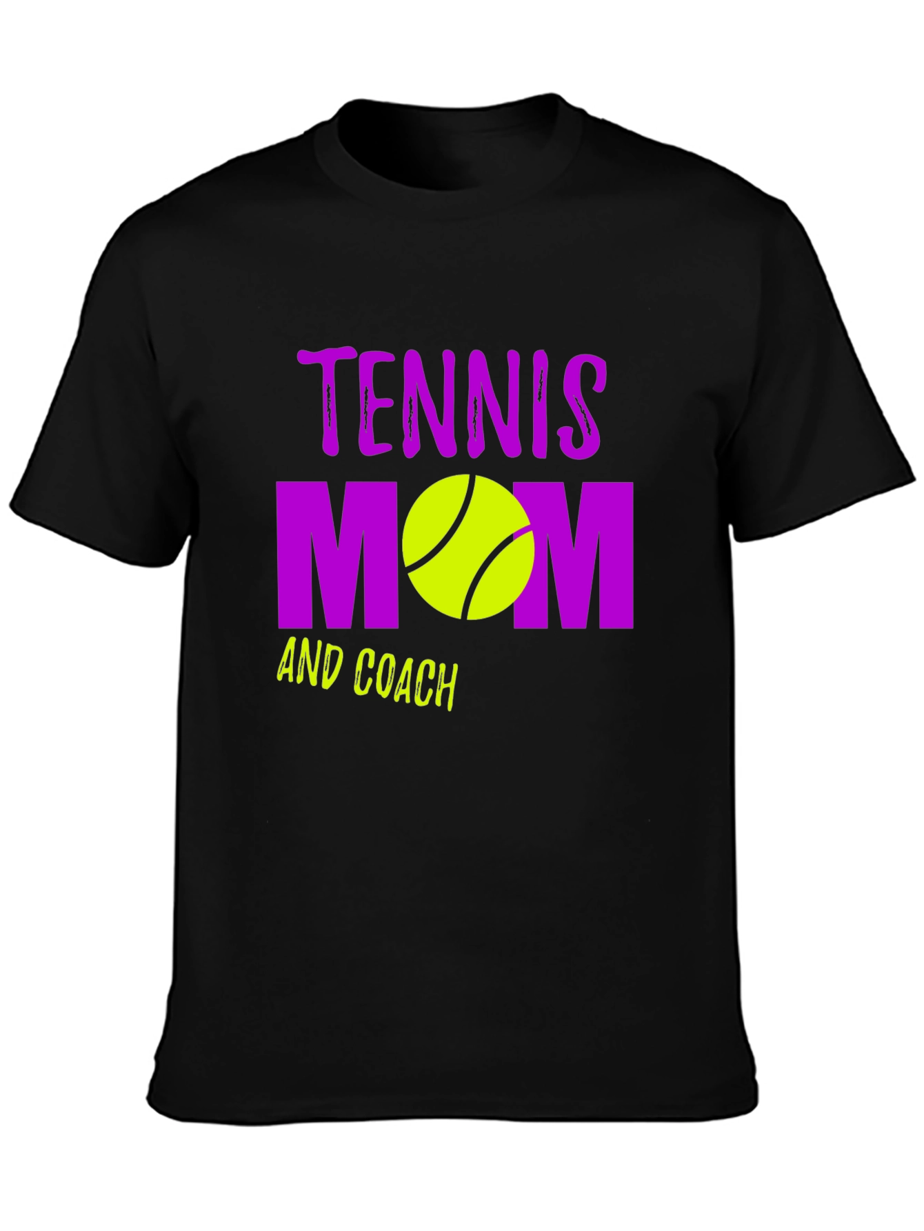 Black Tennis Mom and Coach Black Graphic T-Shirt view 3