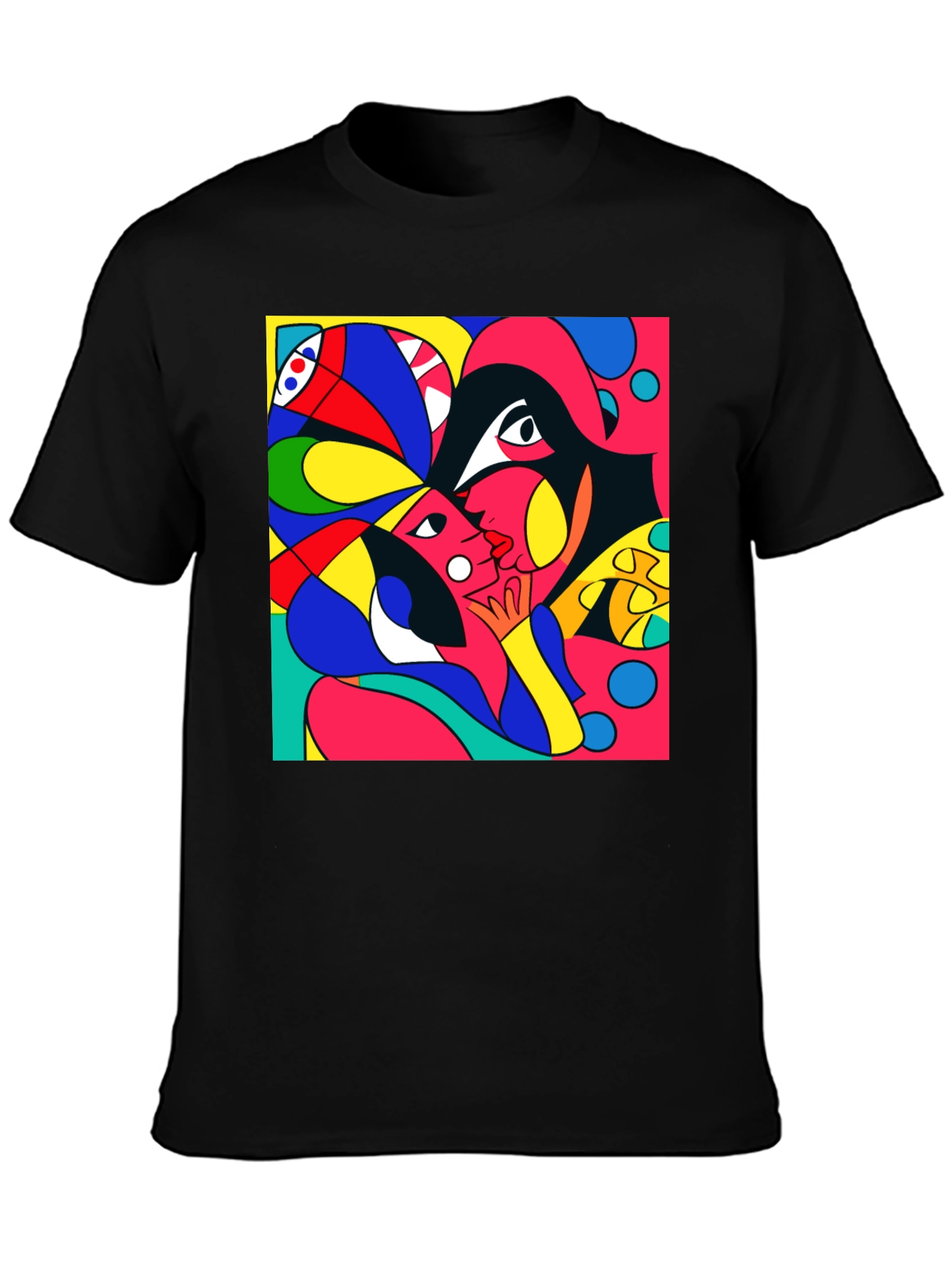 Black Abstract Art Graphic Tee - Modern Casual Style view 3