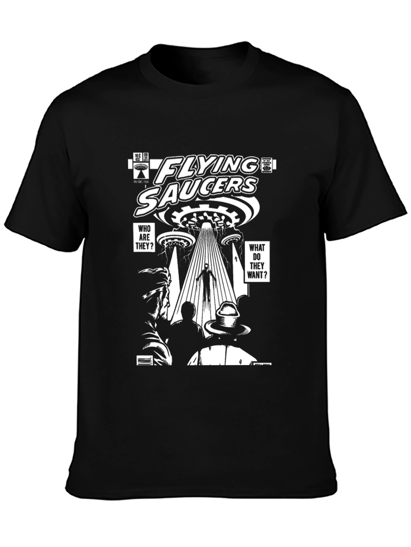 Black Flying Saucers Graphic Novelty T-Shirt view 3