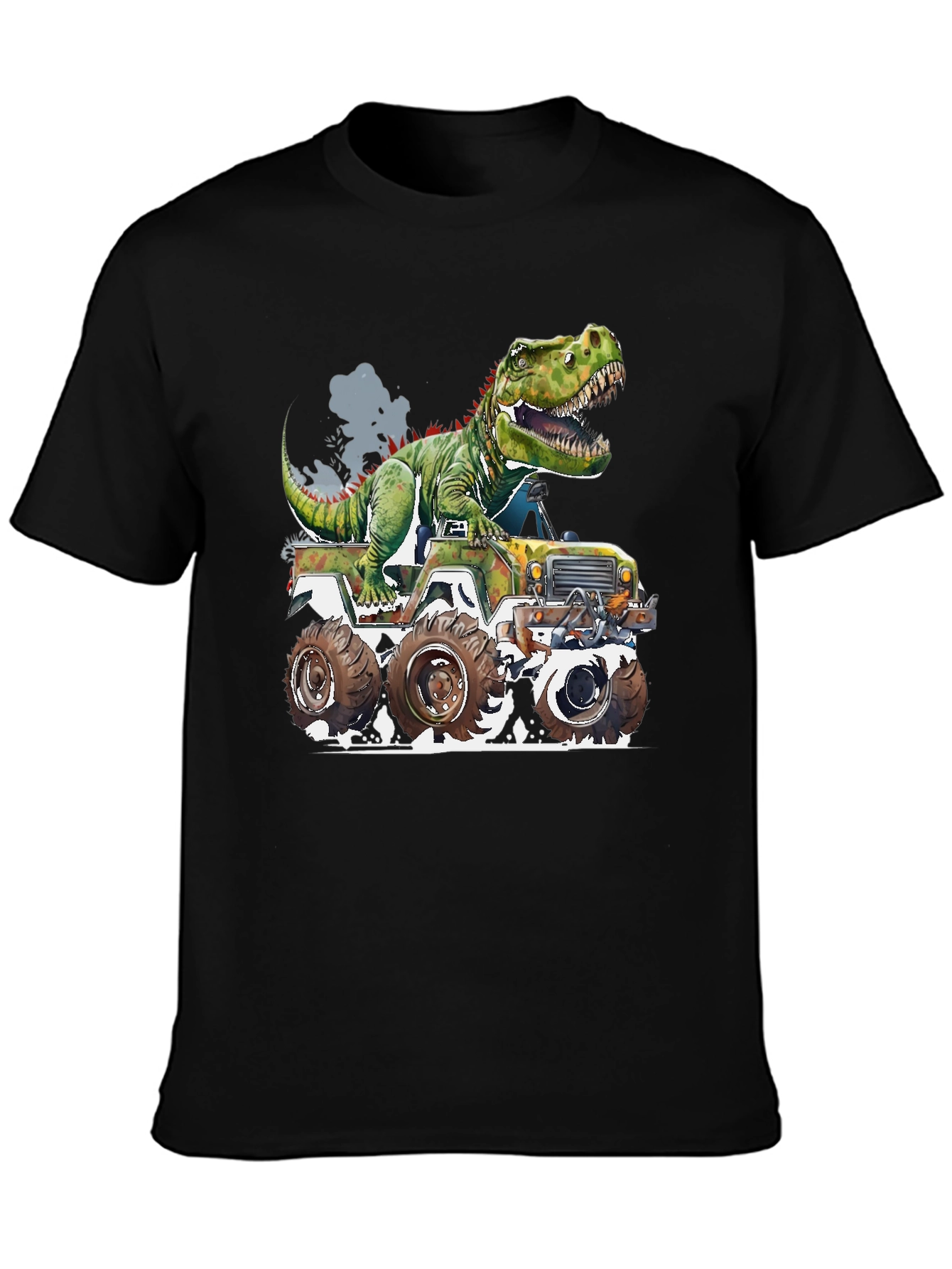 Black Dinosaur Monster Truck Graphic Tee view 3