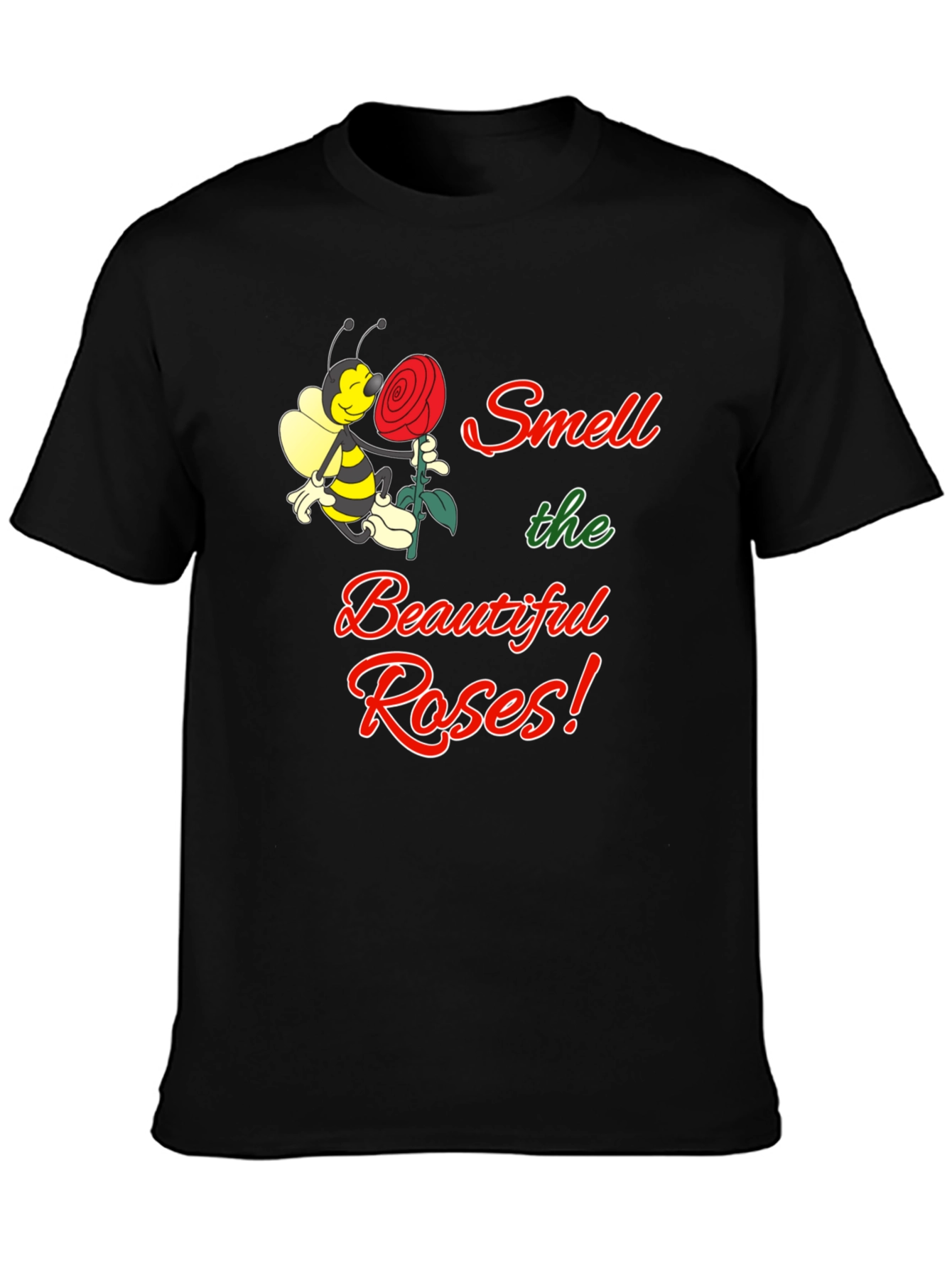 Black Smell the Beautiful Roses Black T-Shirt view 3