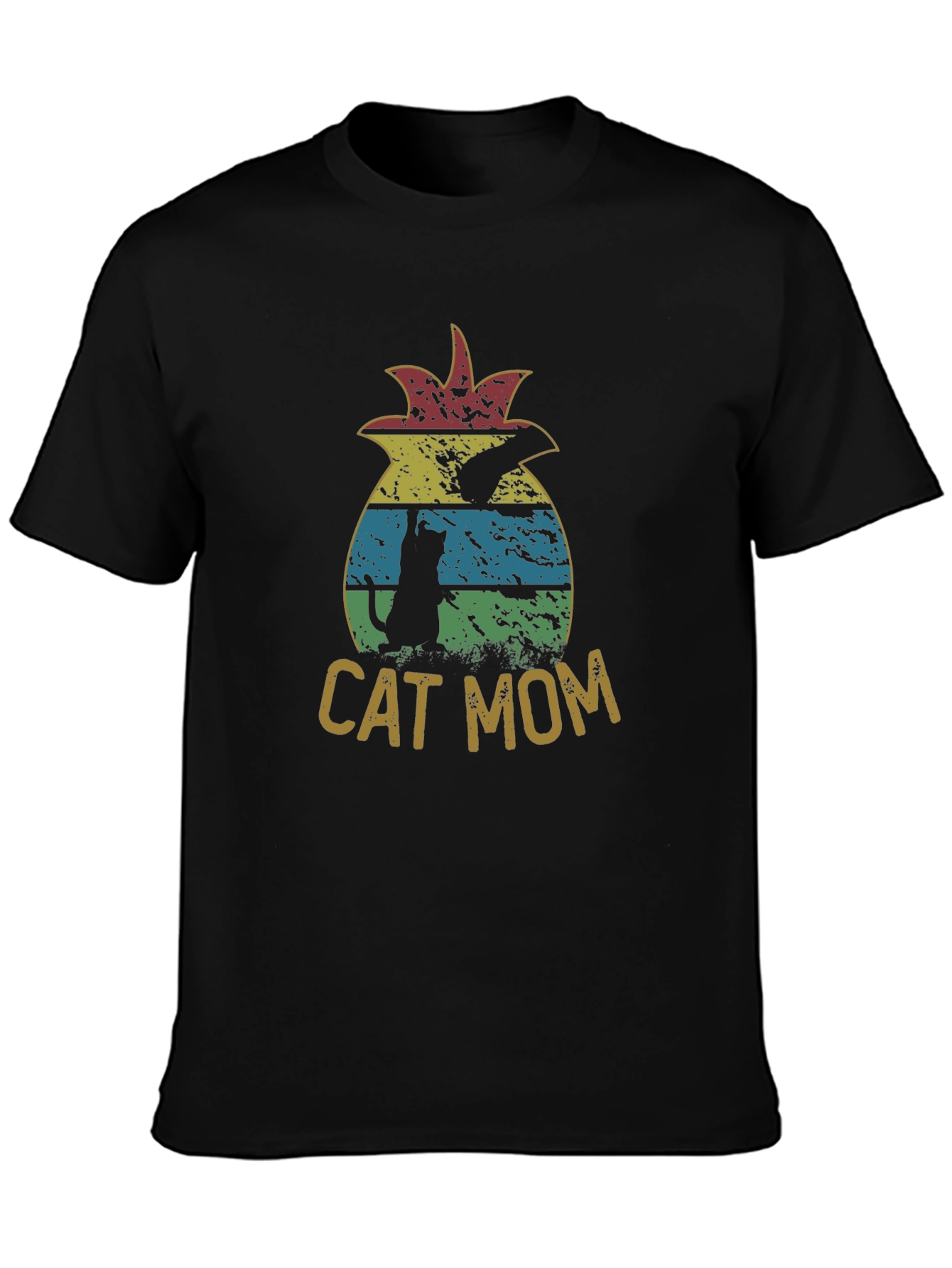 Black Cat Mom Pineapple Graphic T-Shirt - Unisex view 3