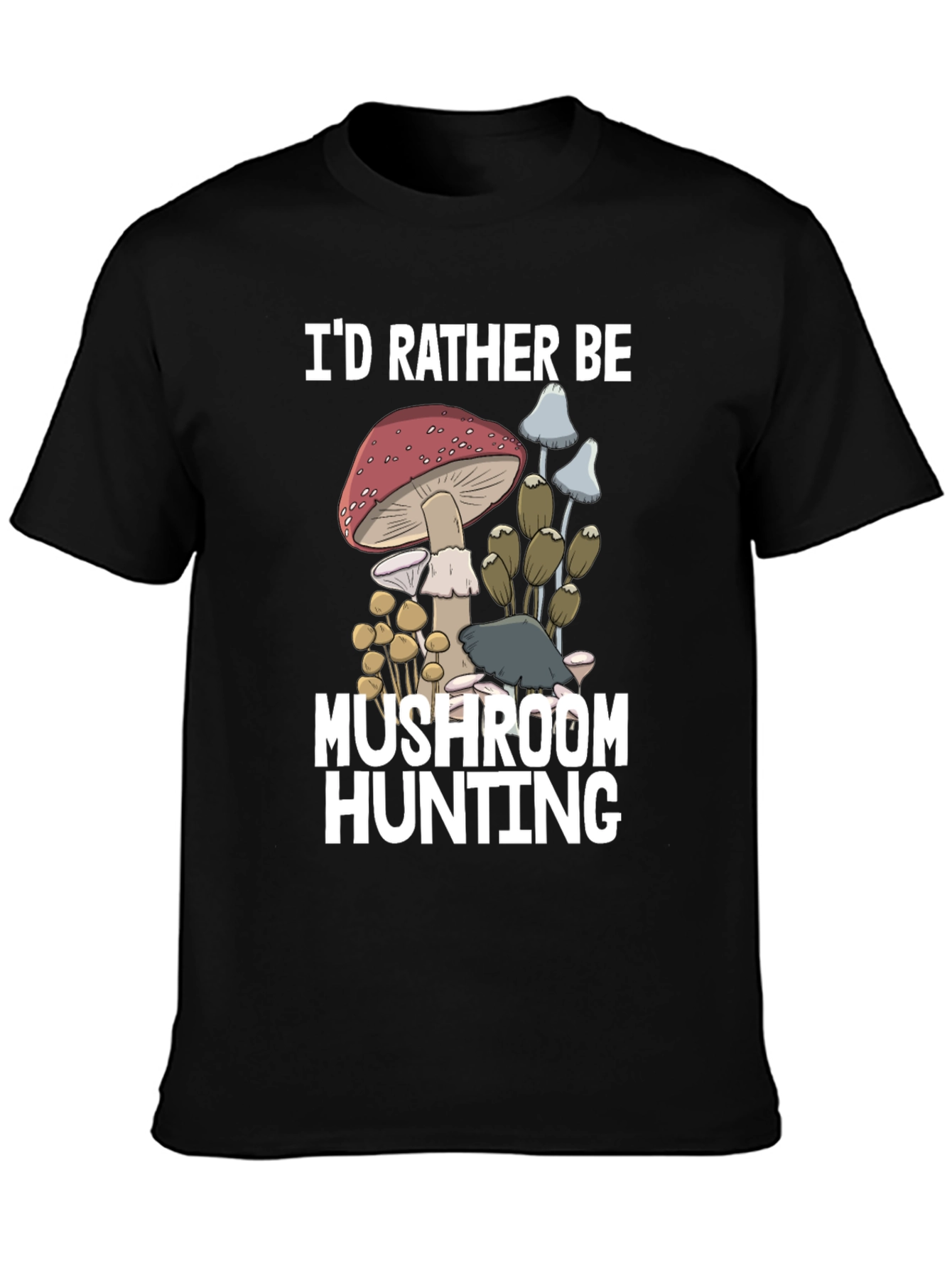 Black Mushroom Hunting Graphic Tee view 3