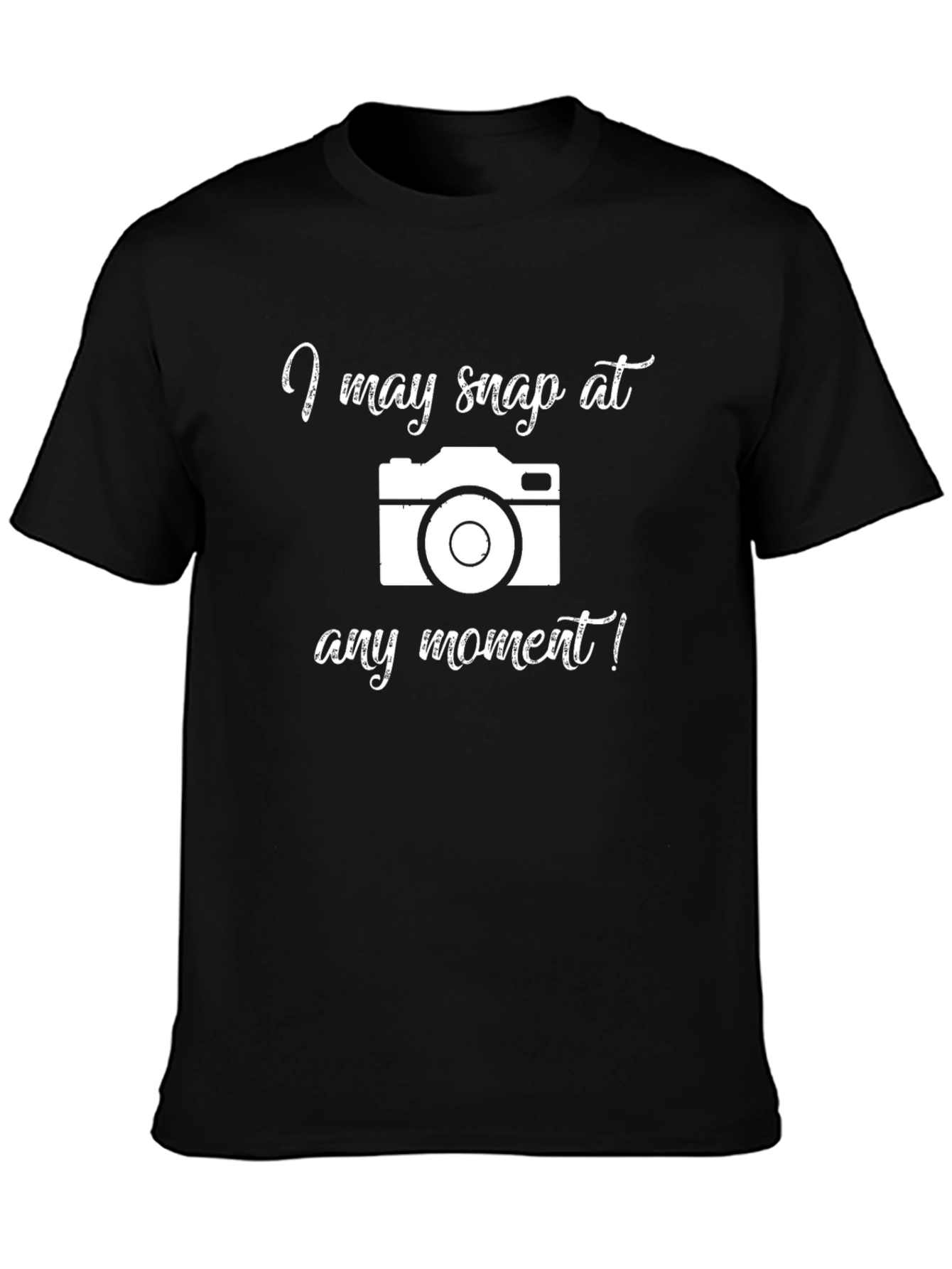 Black I May Snap At Any Moment Camera Graphic Tee view 3