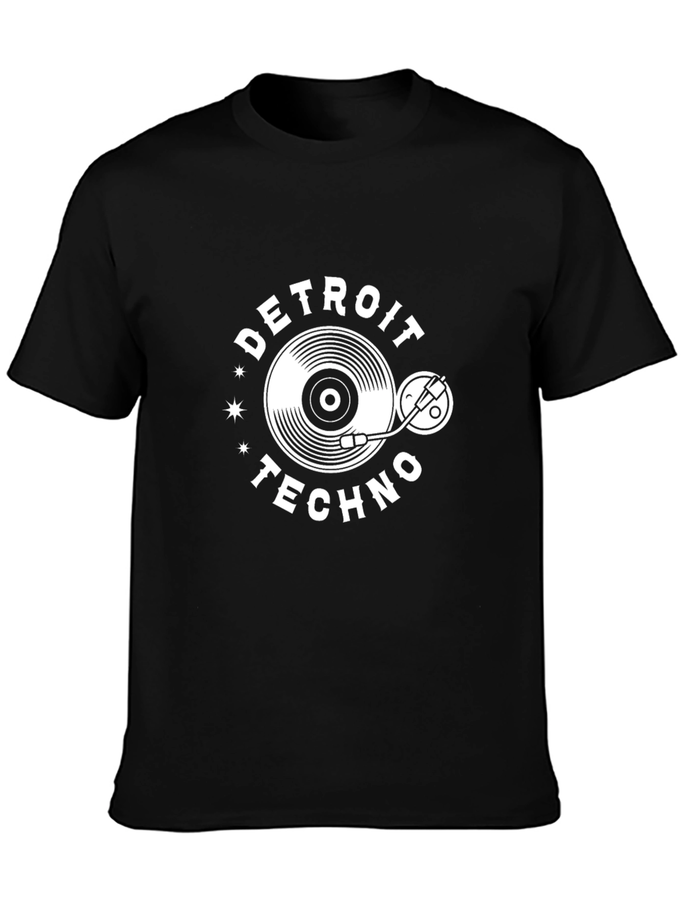 Black Detroit Techno Vinyl Record Graphic T-Shirt view 3