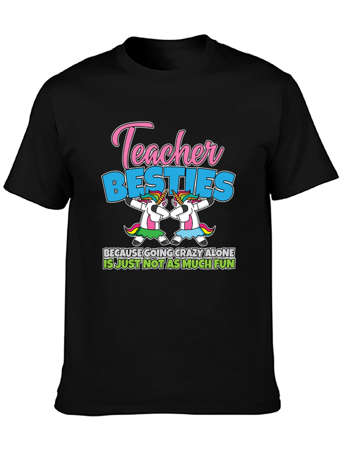 Black Teacher Besties Unicorn T-Shirt view 3