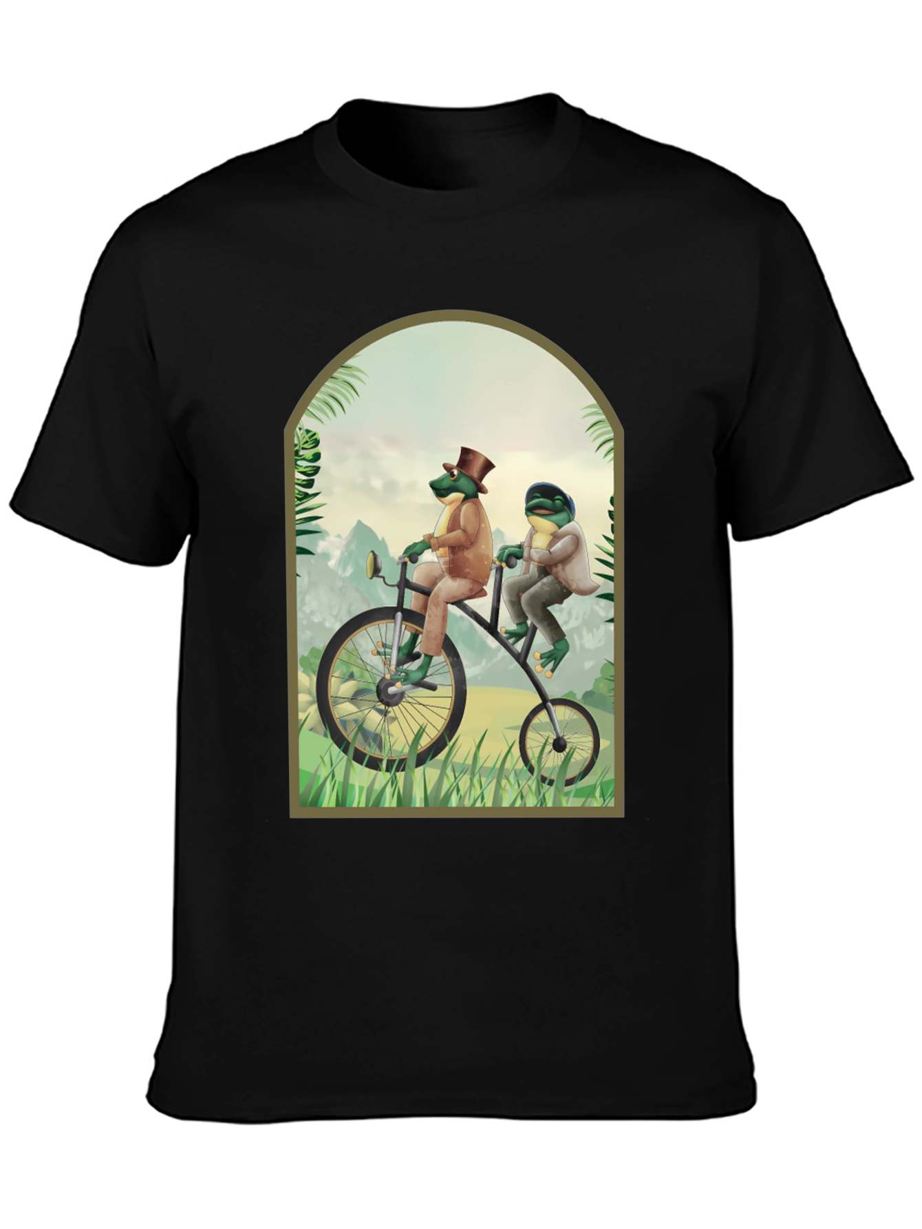 Black Frogs on a Bike T-Shirt view 3