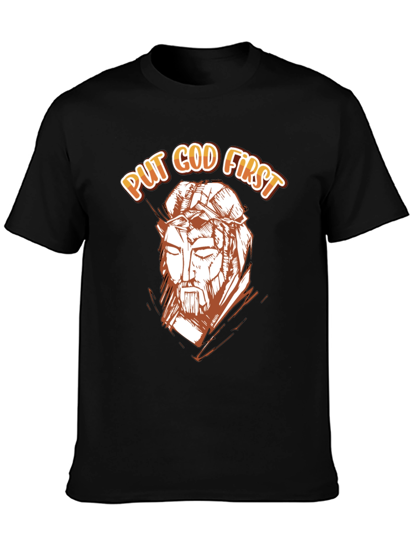 Black Put God First Graphic Tee - Religious T-Shirt view 3
