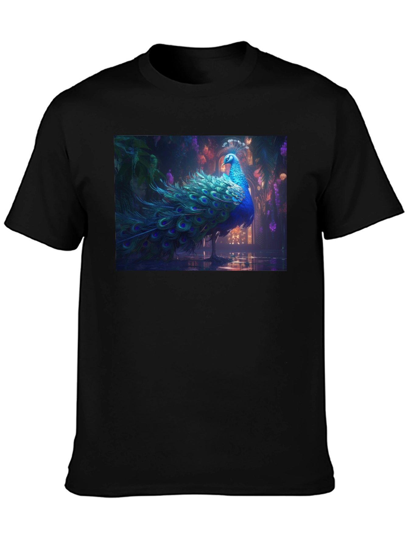 Black Peacock Graphic Tee - Stylish Men's T-Shirt view 3