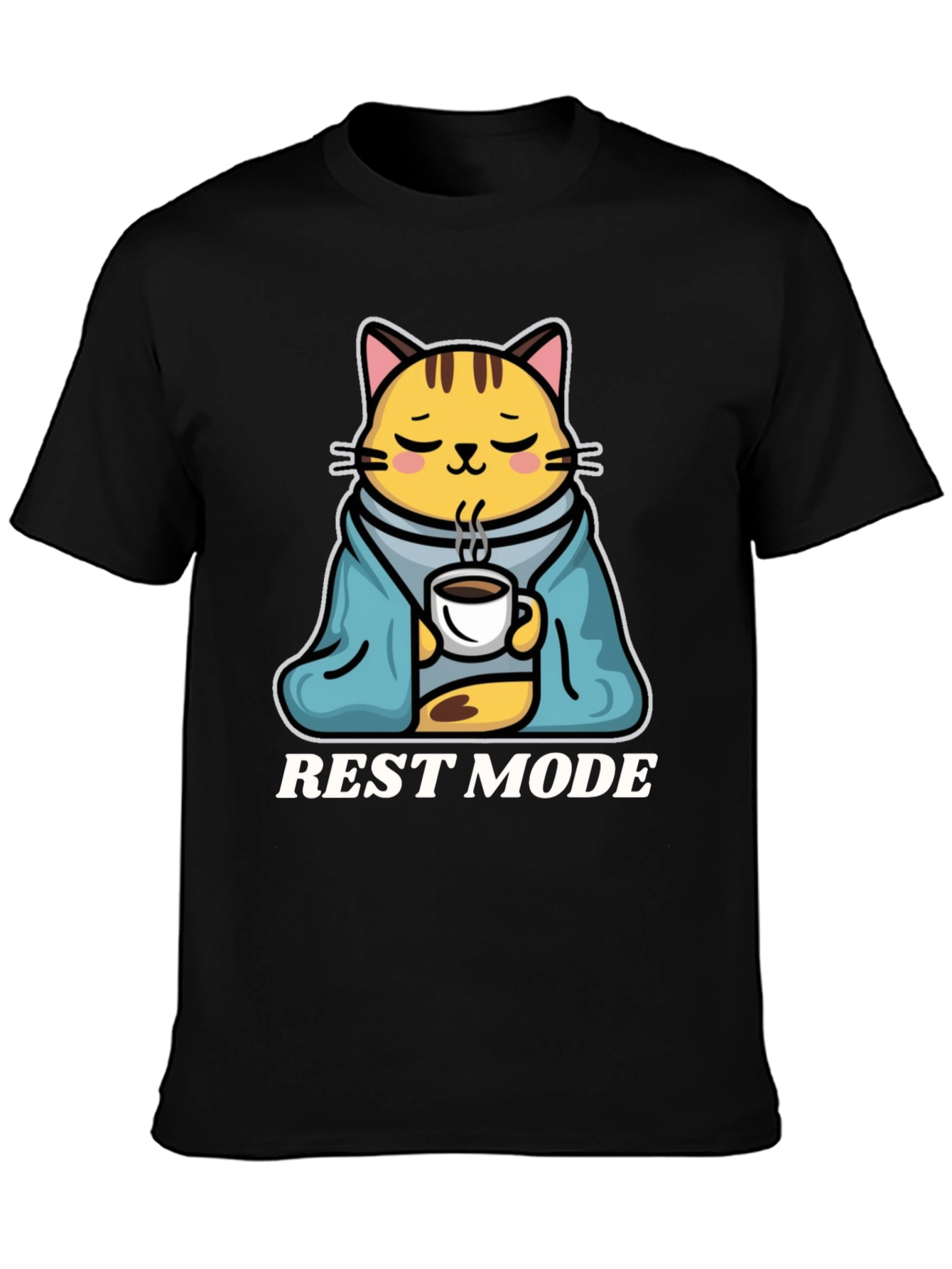 Black Rest Mode Cat T-Shirt view 3