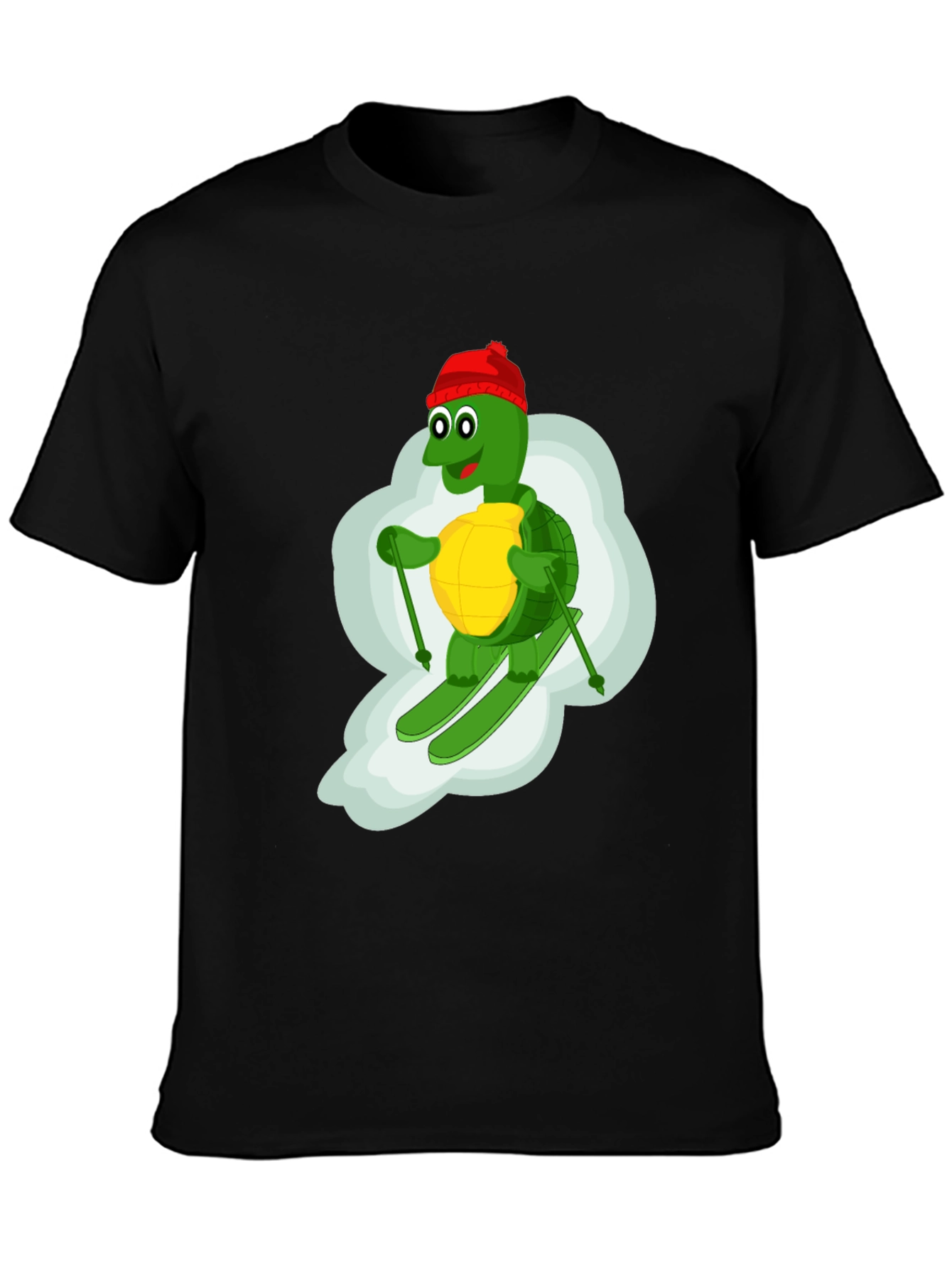 Black Skiing Turtle T-Shirt - Fun Cartoon Graphic Tee view 3