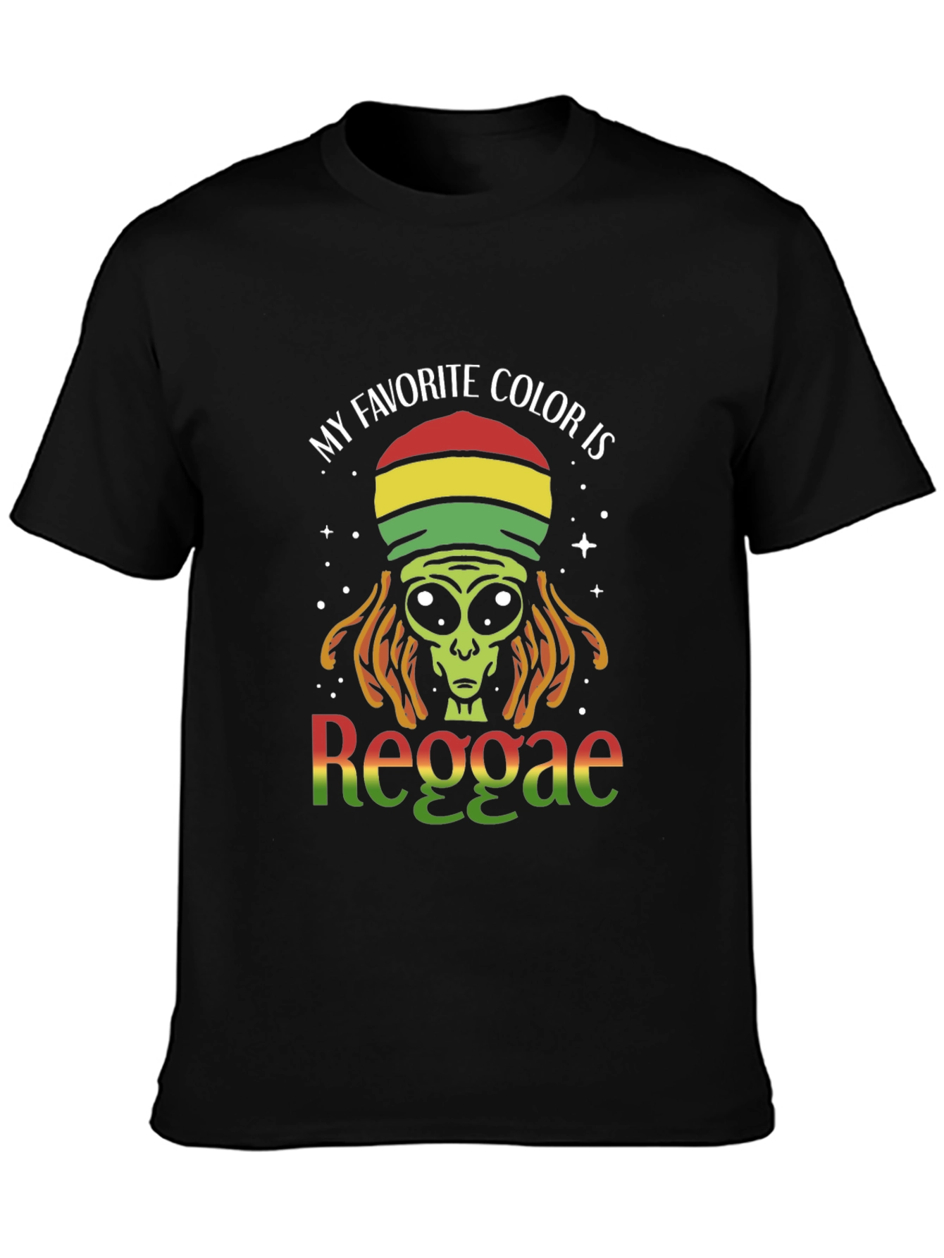 Black Reggae Alien Graphic T-Shirt - My Favorite Color view 3