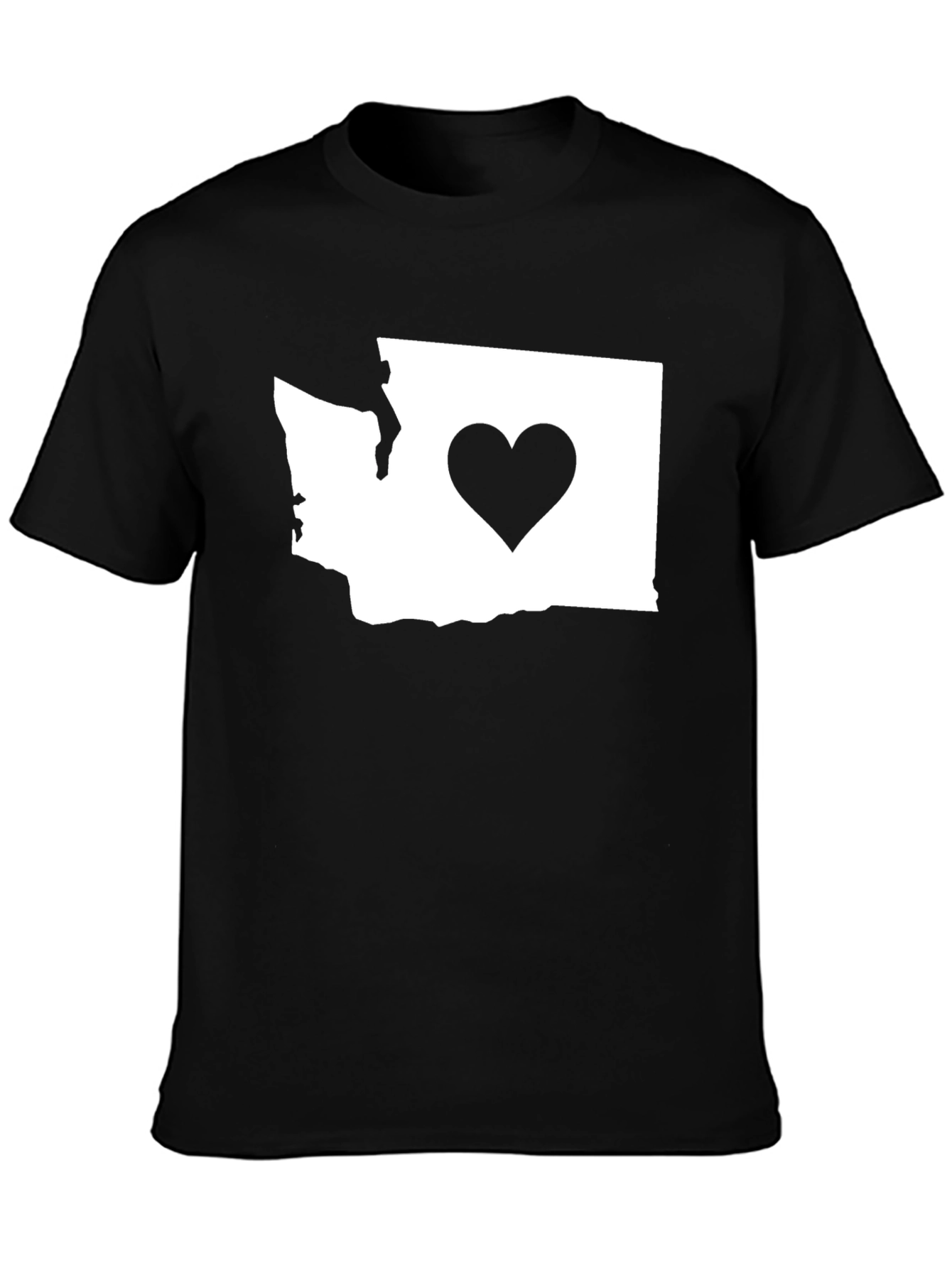 Black Washington State Heart T-Shirt - Black view 3