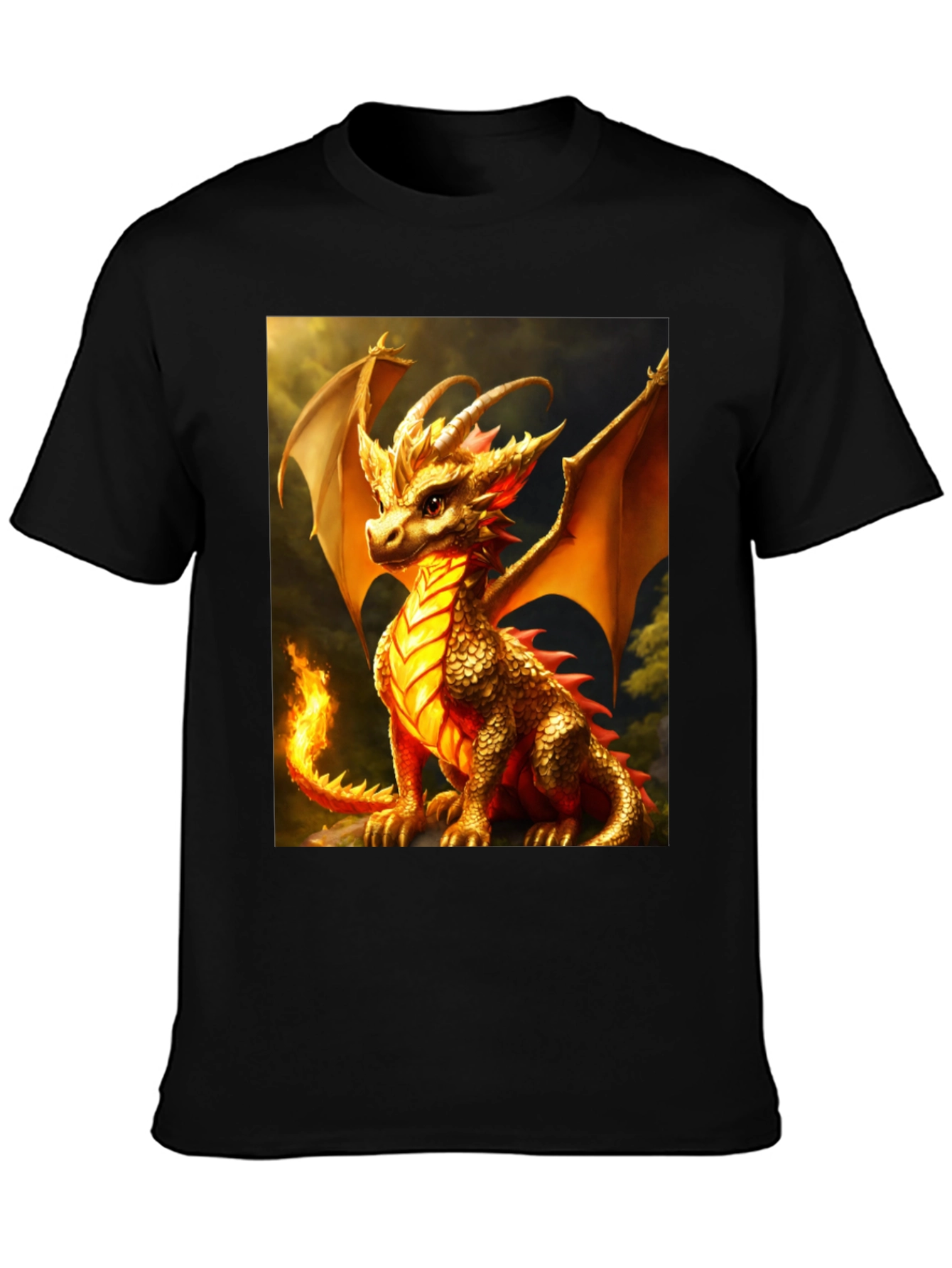 Black Dragon Graphic Tee - Black Cotton Blend T-Shirt view 3