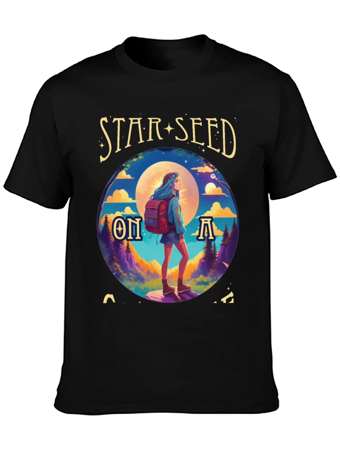 Black Star Seed On A Hike Graphic Tee view 3